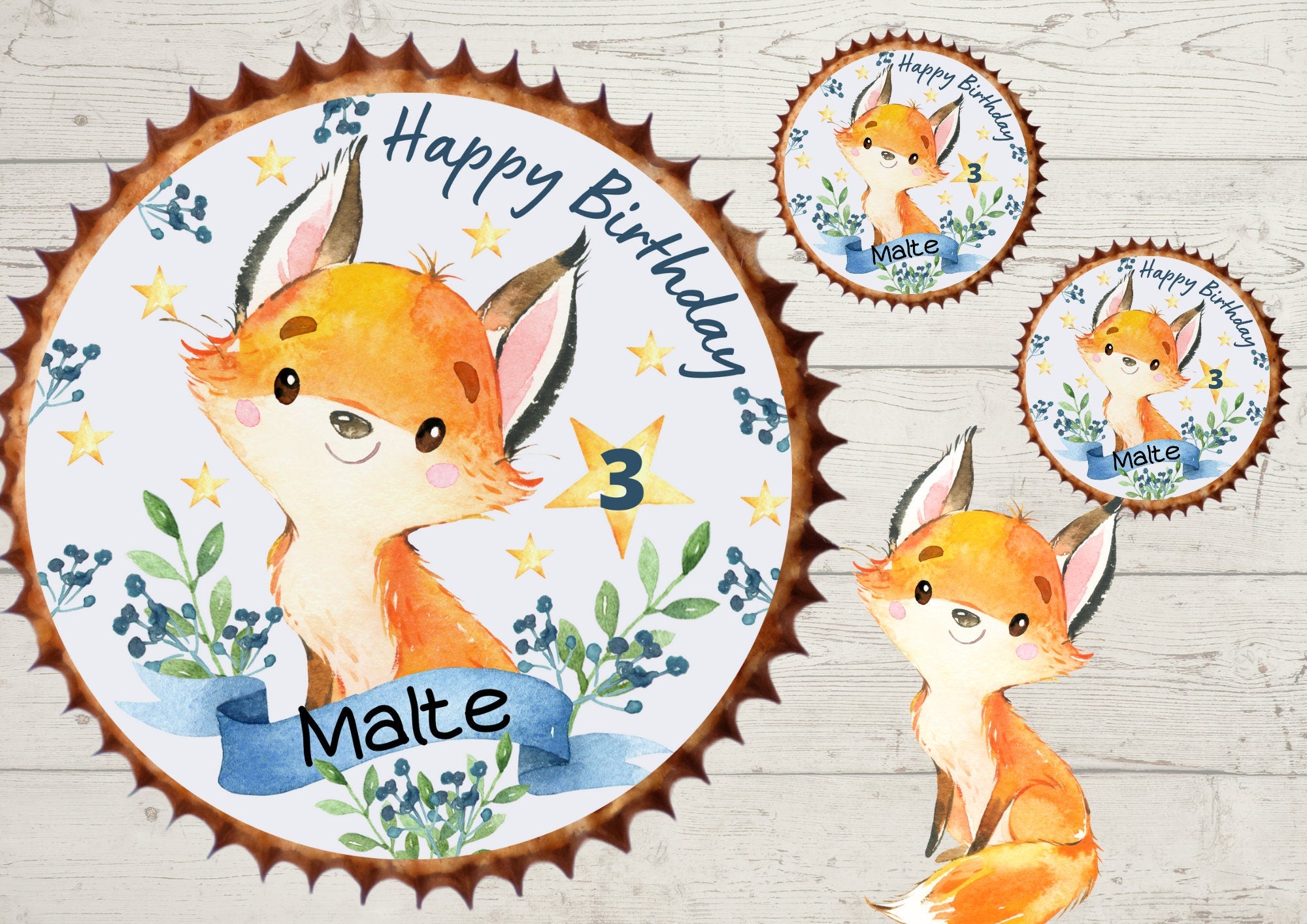 Muffinaufleger Fondant Geburtstag Fuchs Waldtiere