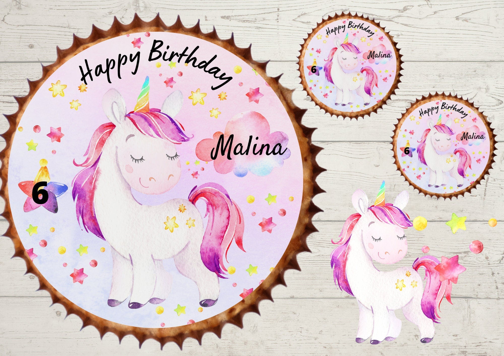 Muffinaufleger Fondant Geburtstag Einhorn Glitzer