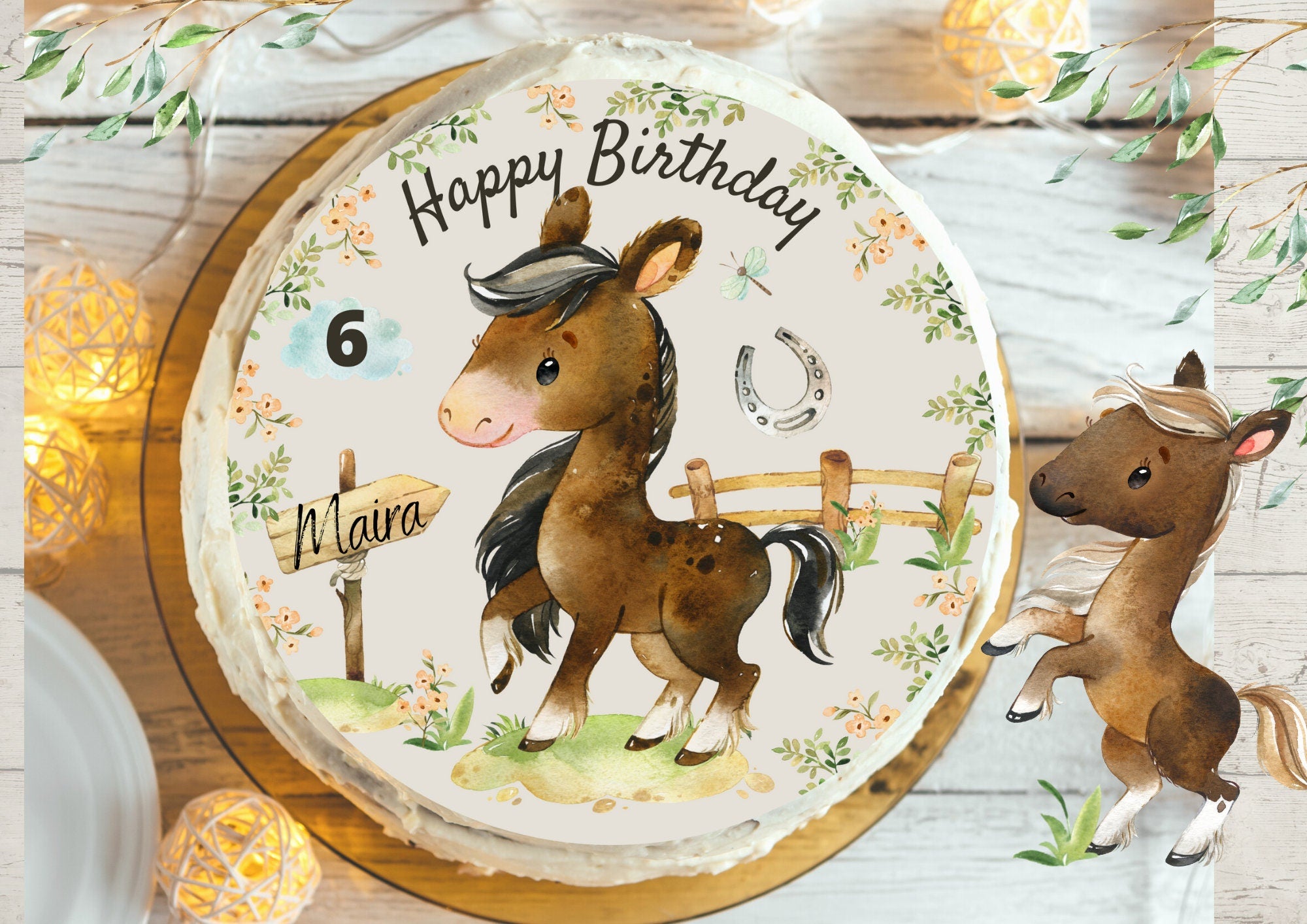 Tortenaufleger Fondant Geburtstag Pferd Pony