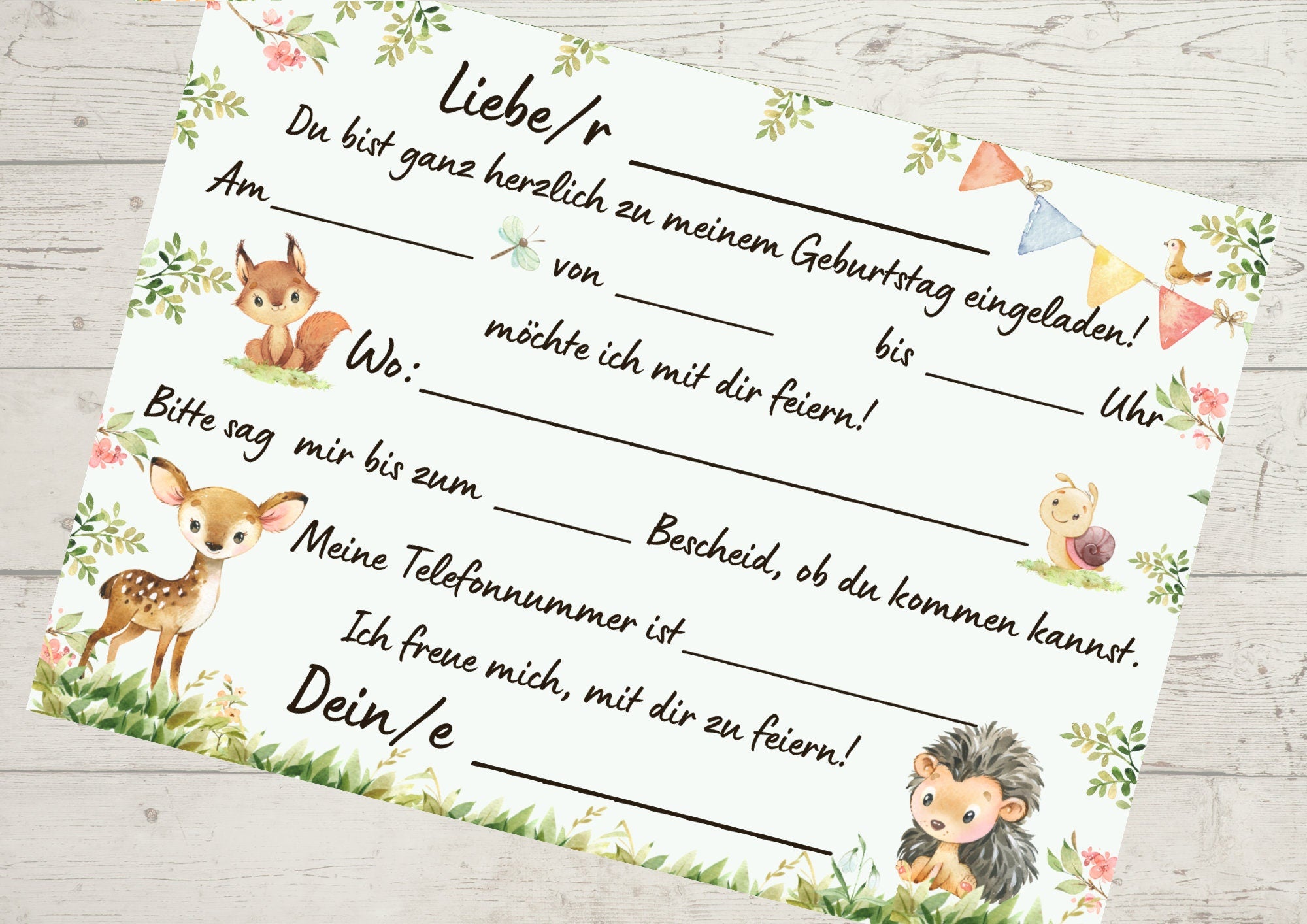 8 Einladungskarten für den geburtstag Waldtiere Fuchs – Invitations