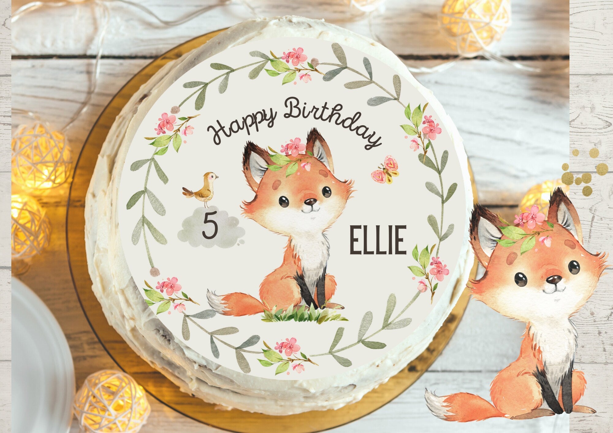 Tortenaufleger Fondant Geburtstag Fuchs Waldtiere