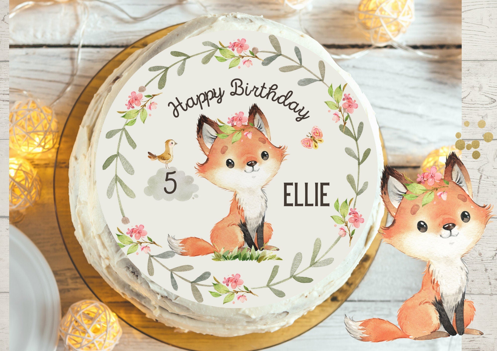 Tortenaufleger Fondant Geburtstag Fuchs Waldtiere – Party Decor