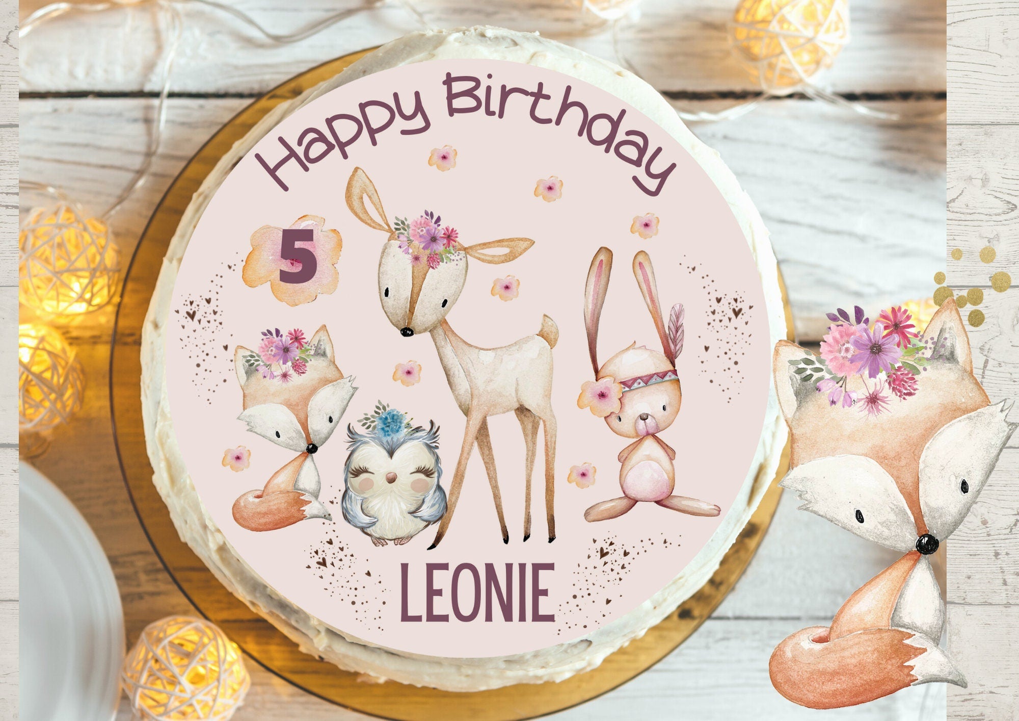 Tortenaufleger Fondant Geburtstag Fuchs Waldtiere – Party Decor