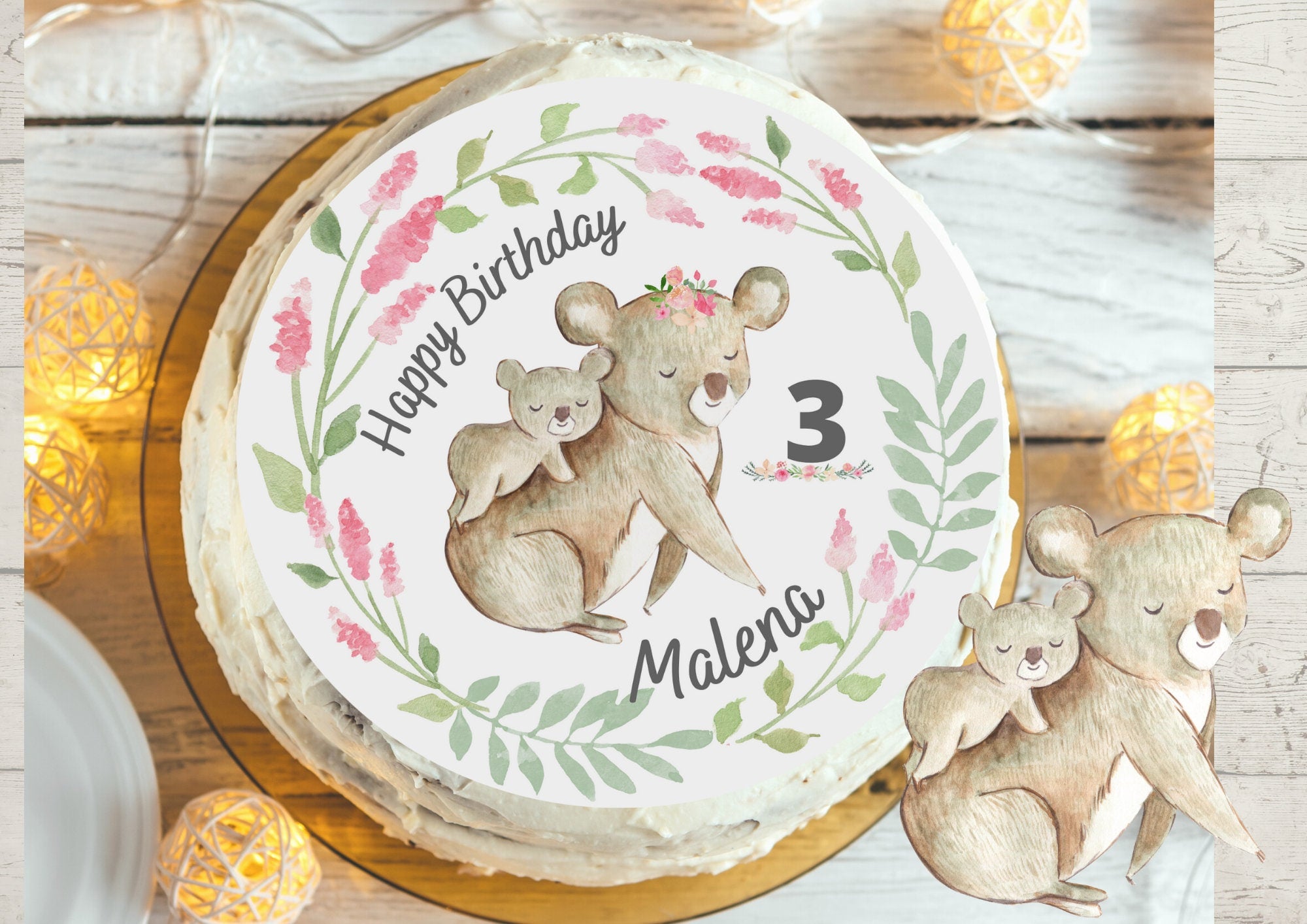 Tortenaufleger Fondant Geburtstag Koala Baby Mama