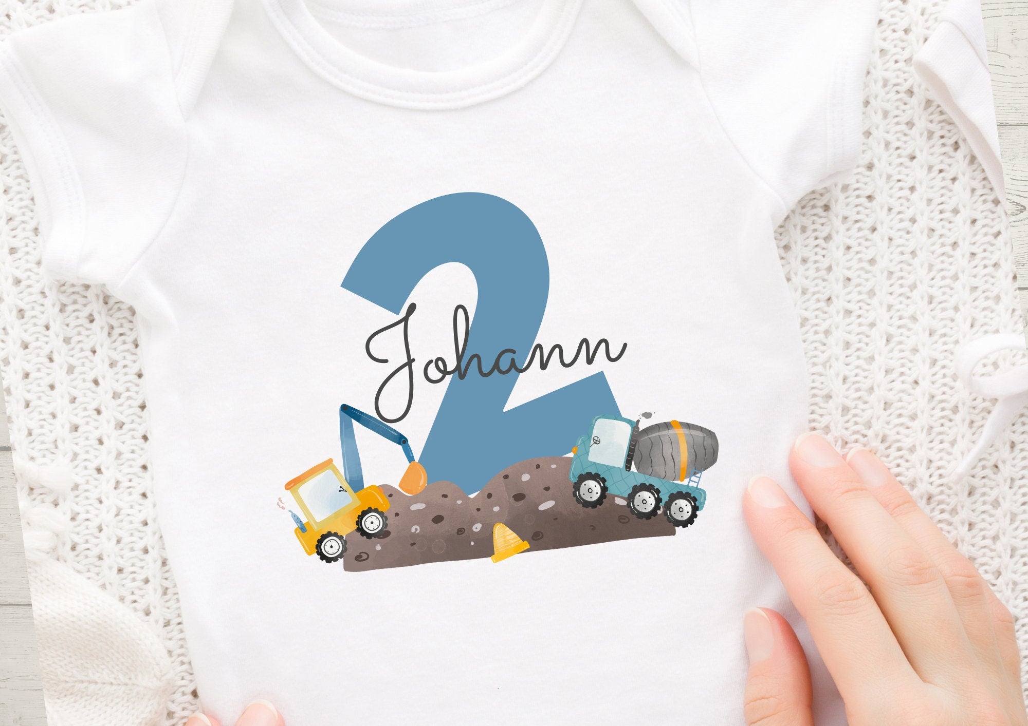 Bügelbild Bagger Geburtstag – personalisiert mit Name & Alter – Baustelle Shirt – A4 A5 DIY Aufbügler geburtstag – Appliques & Patches