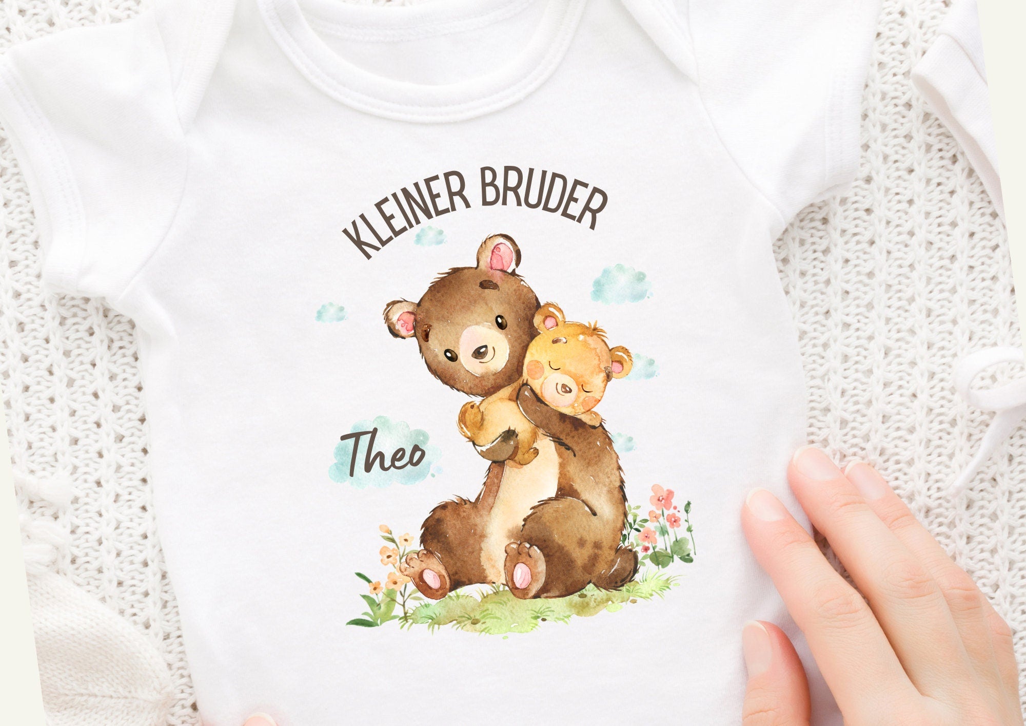 Bügelbild mit Wunschname und Alter personalisiert Bär Kleiner Bruder Großer Bruder Schwester