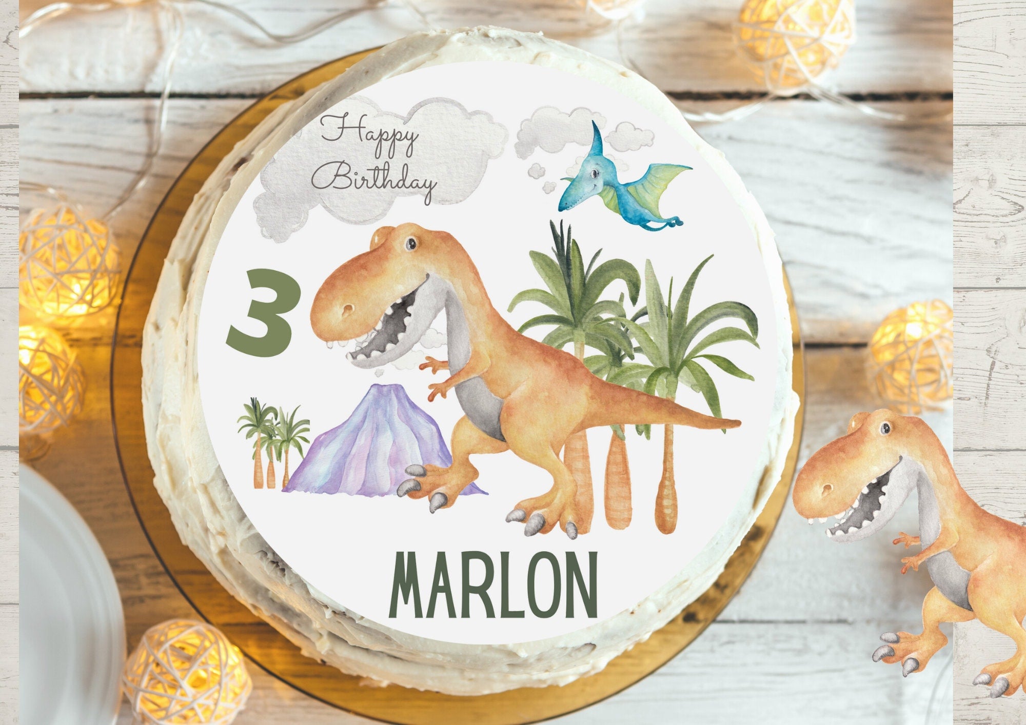 Tortenaufleger Fondant Geburtstag Dino Dinosaurier Dinosauriergeburtstag Tyrannosaurus – Party Decor