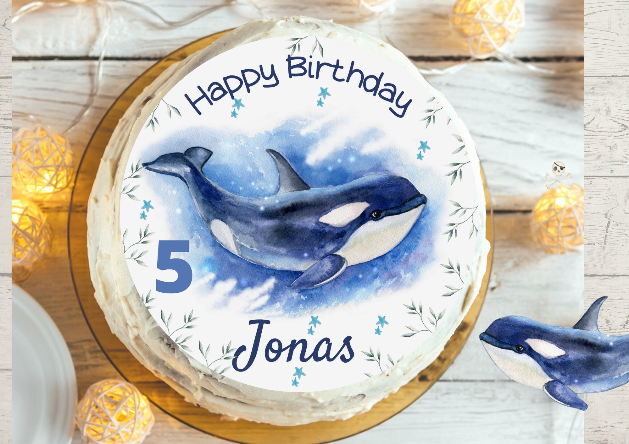 Tortenaufleger Fondant Geburtstag Wal Orca