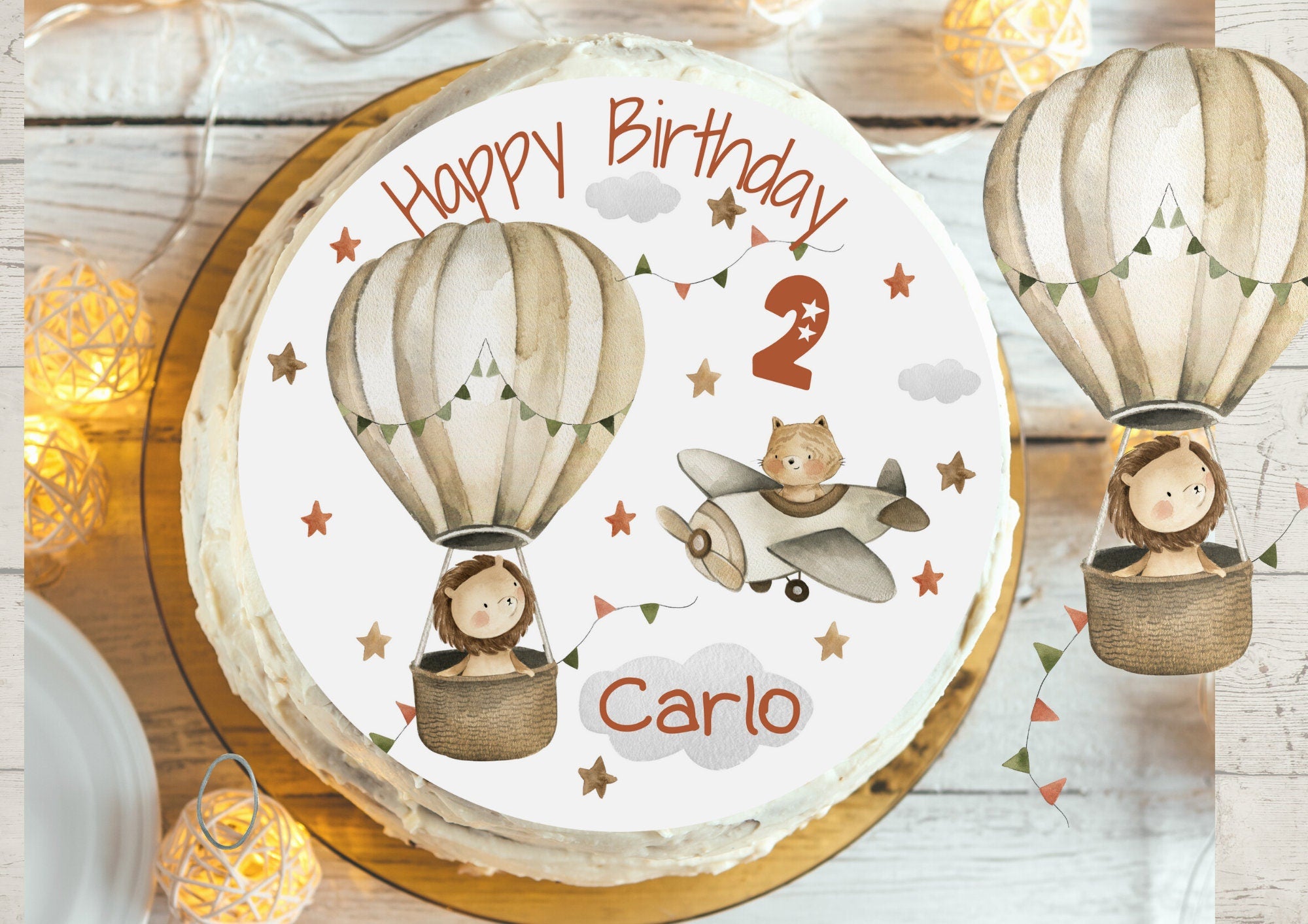 Tortenaufleger Fondant Geburtstag Löwe Dschungel Safari Dschungeltiere – Party Decor