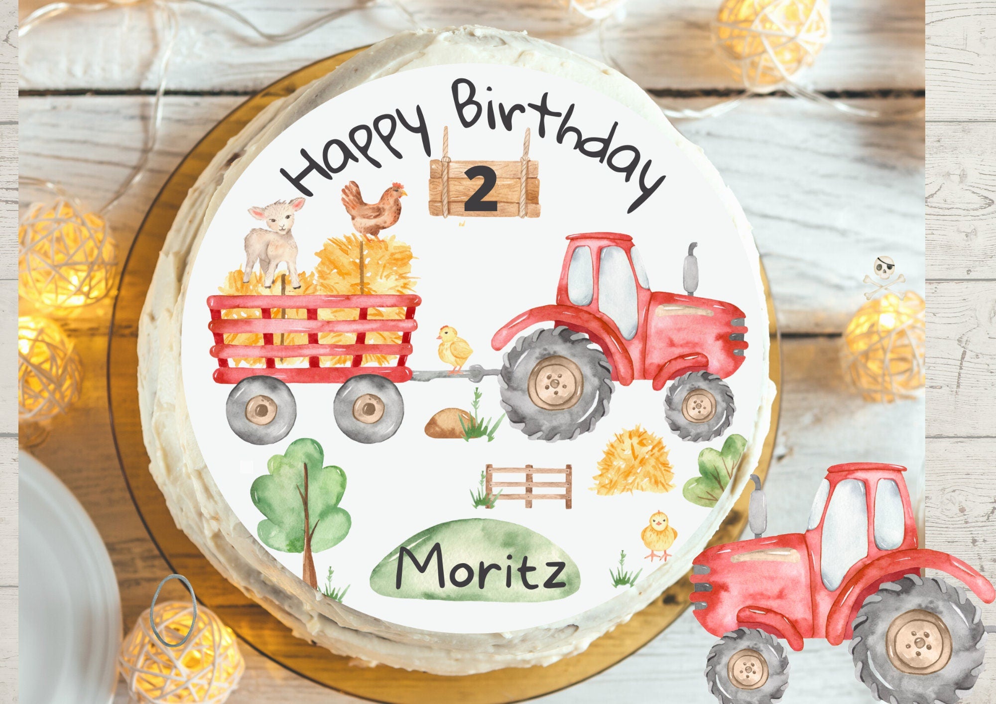Tortenaufleger Fondant Geburtstag Traktor Trecker Bauernhof Bauernhoftiere – Party Decor