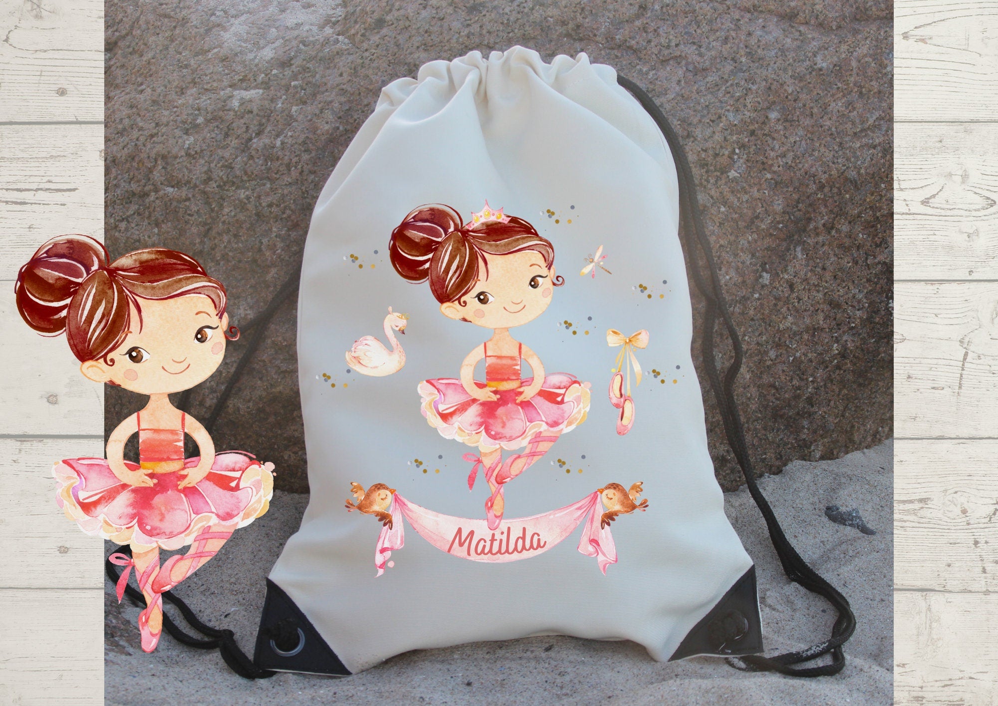 Turnbeutel mit Name personalisiert Ballerina Tänzerin Ballett – Team Sports & Gym Bags