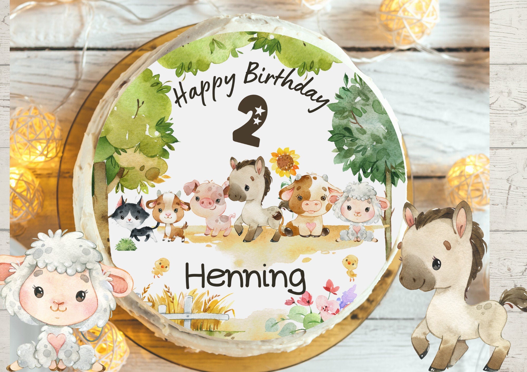 Tortenaufleger Fondant Geburtstag Traktor Trecker Bauernhof Bauernhoftiere – Party Decor