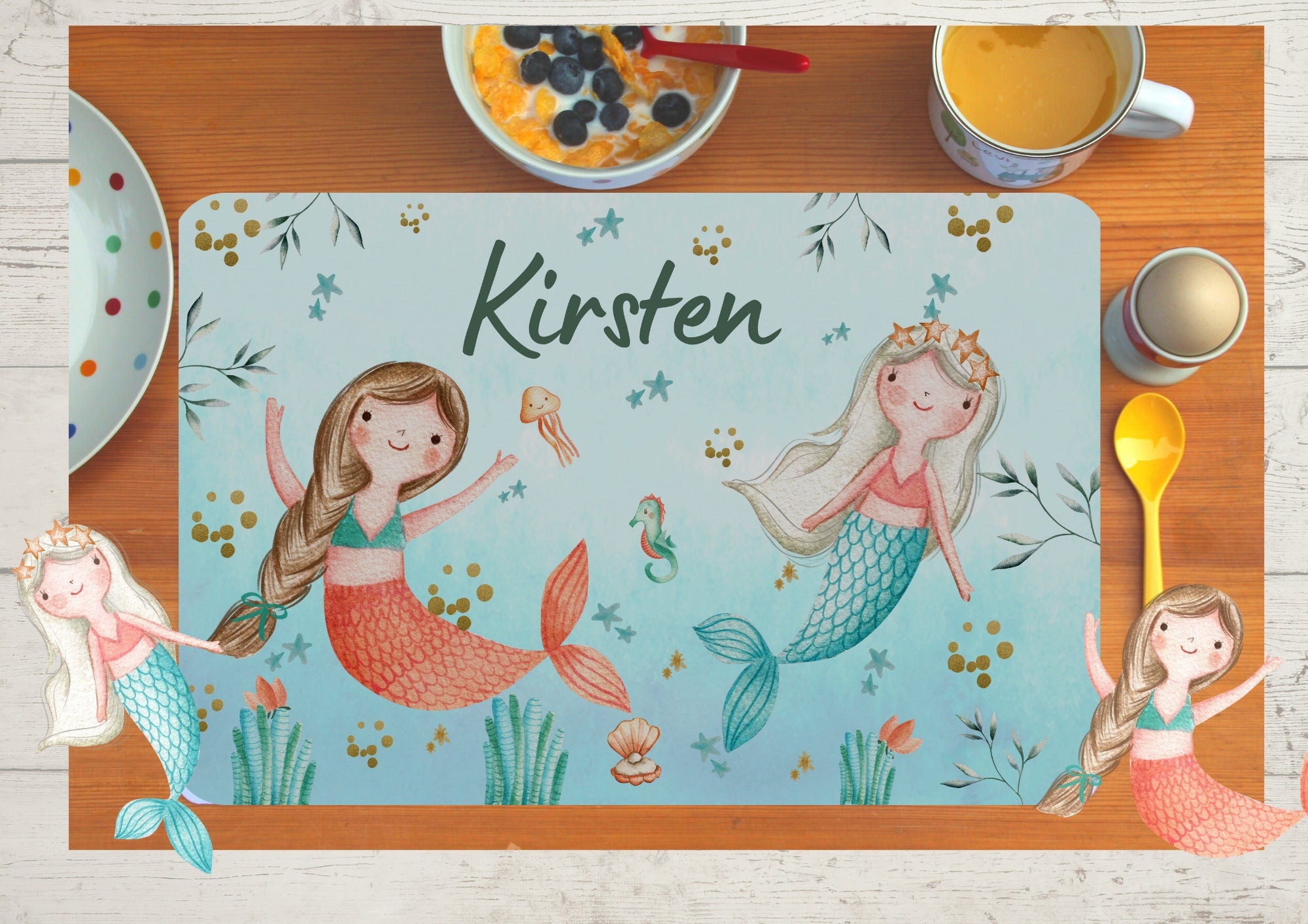 Platzdeckchen mit Name Meerjungfrau – Placemats