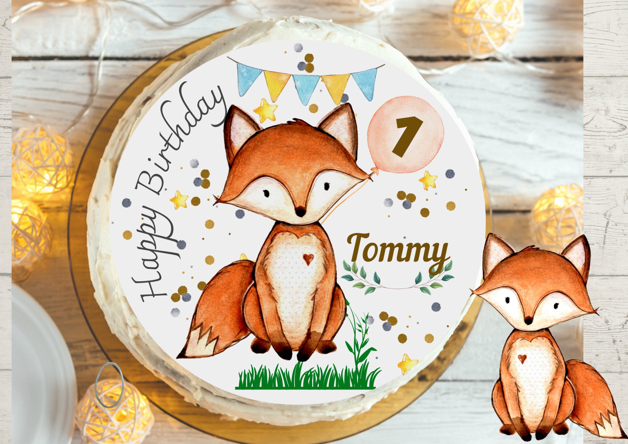 Tortenaufleger Fondant Geburtstag Fuchs