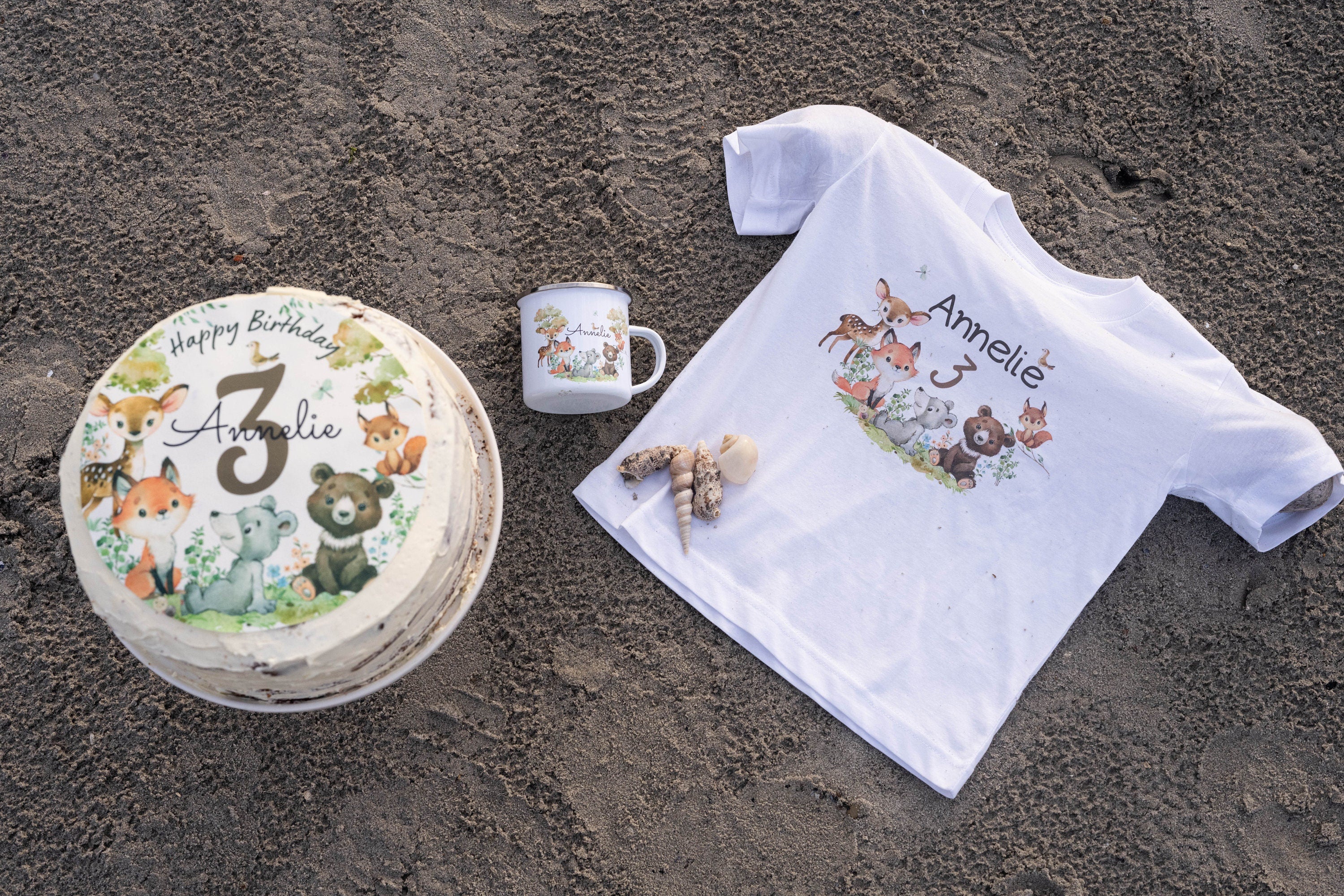 Tortenaufleger Waldtiere – personalisiert mit Name & Zahl – Fuchs, Reh, Bär, Eichhörnchen – essbare Tortendeko Geburtstag – Party Decor