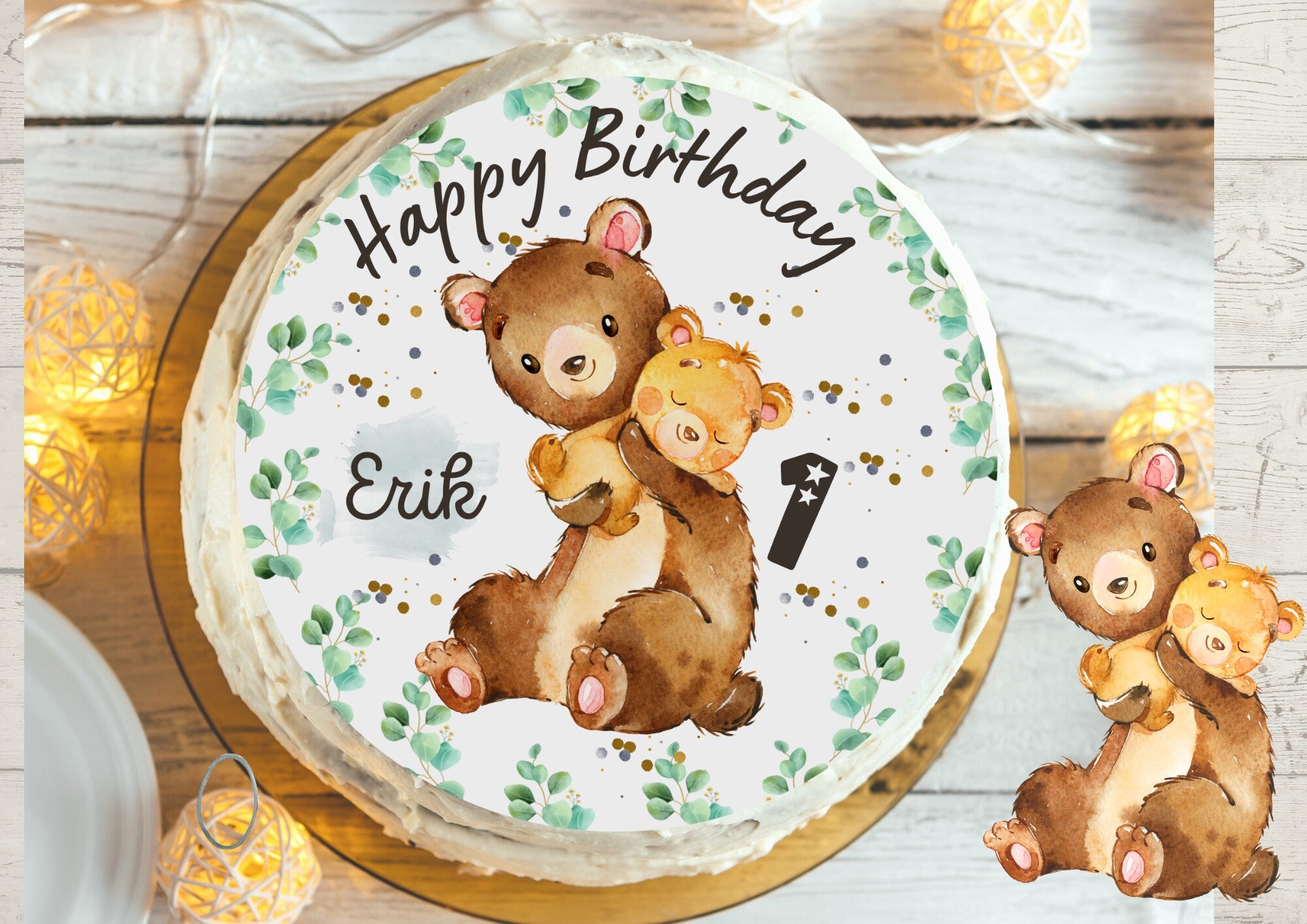 Tortenaufleger Fondant Geburtstag Bär Mama und Baby Baby-Bär