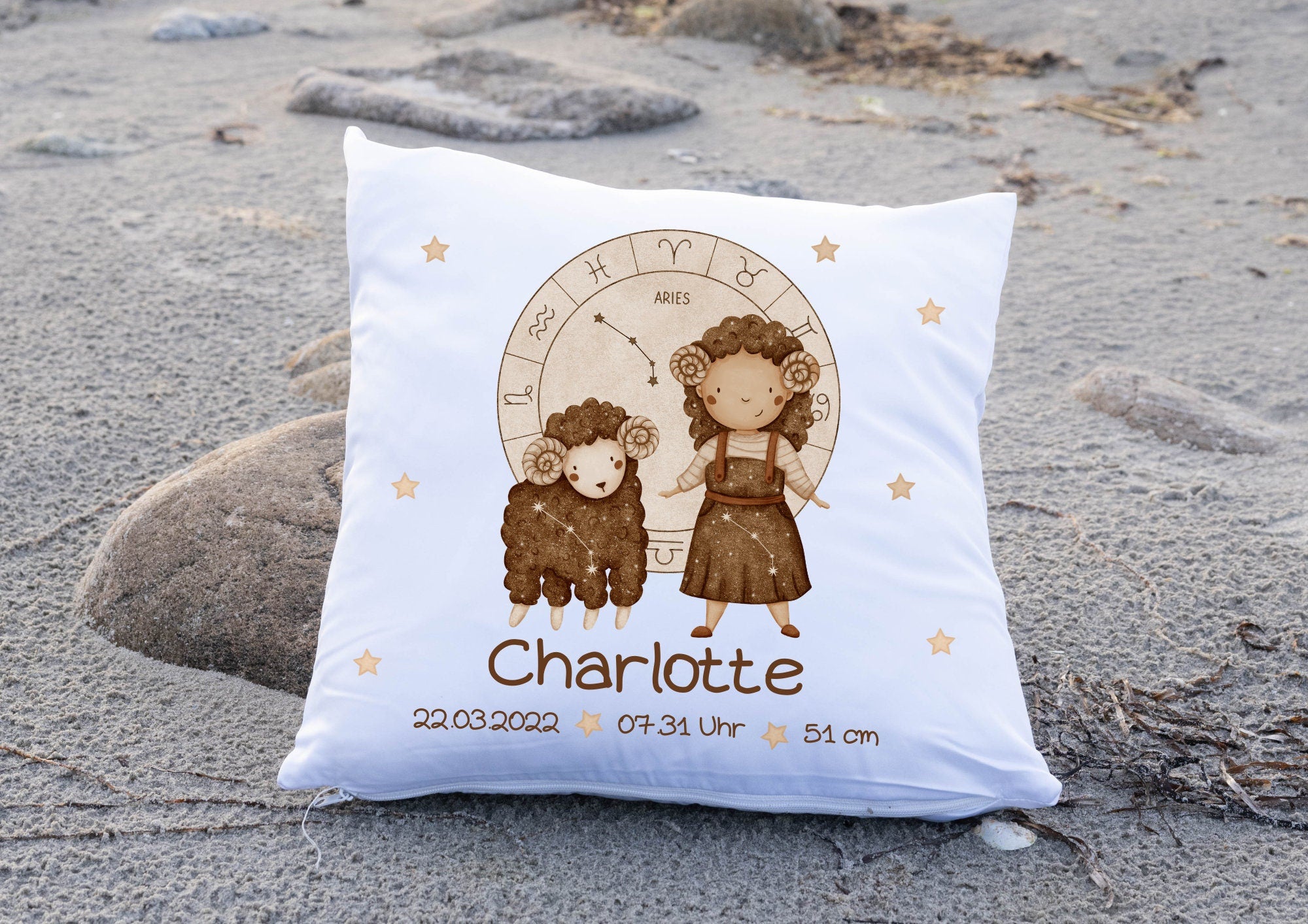 Kissenbezug mit Name personalisiert Dinosaurier Sternzeichen Tierkreiszeichen Horoskop Widder – Pillowcases
