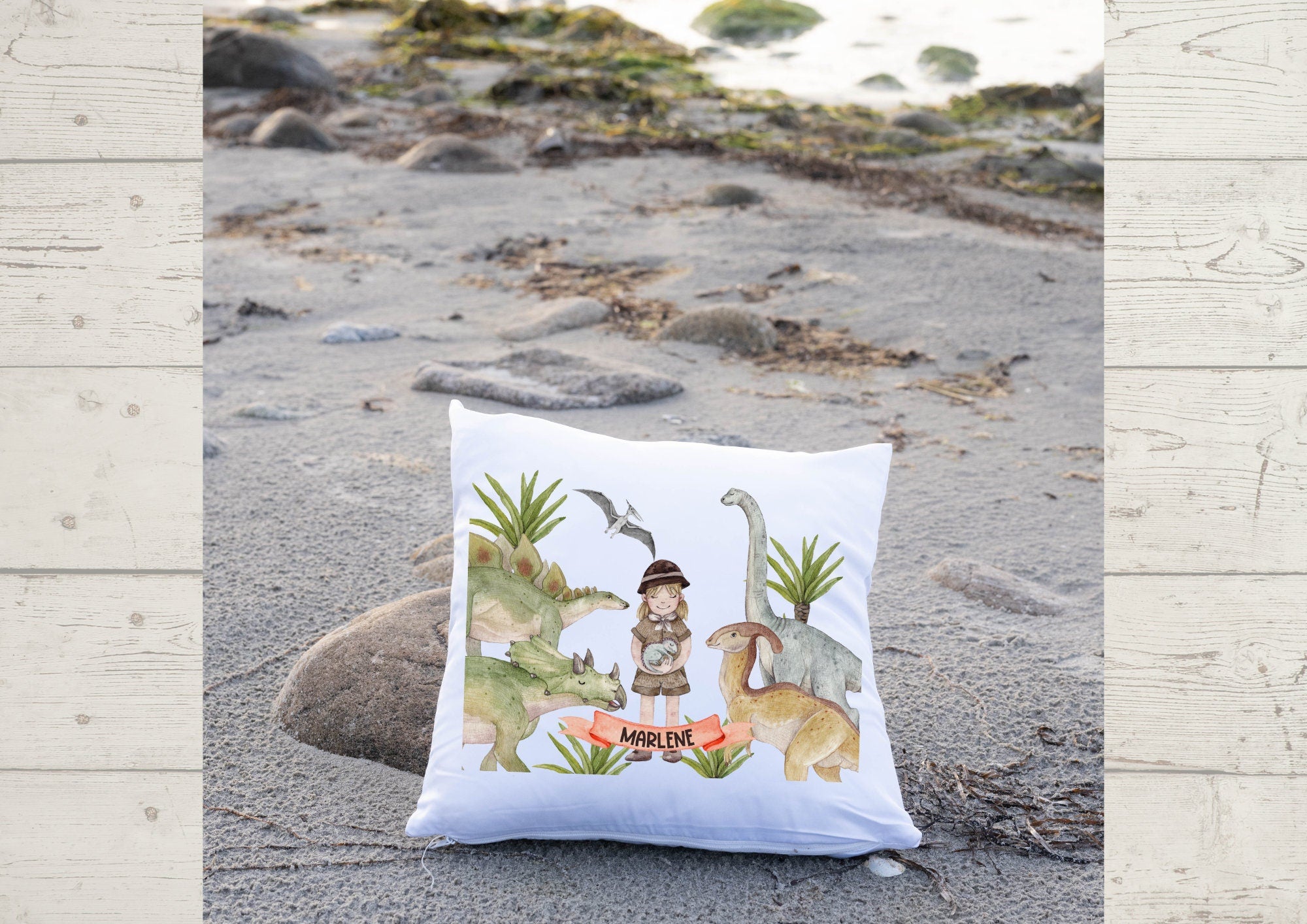 Kissenbezug mit Name personalisiert Dinosaurier Dino T-Rex – Pillowcases