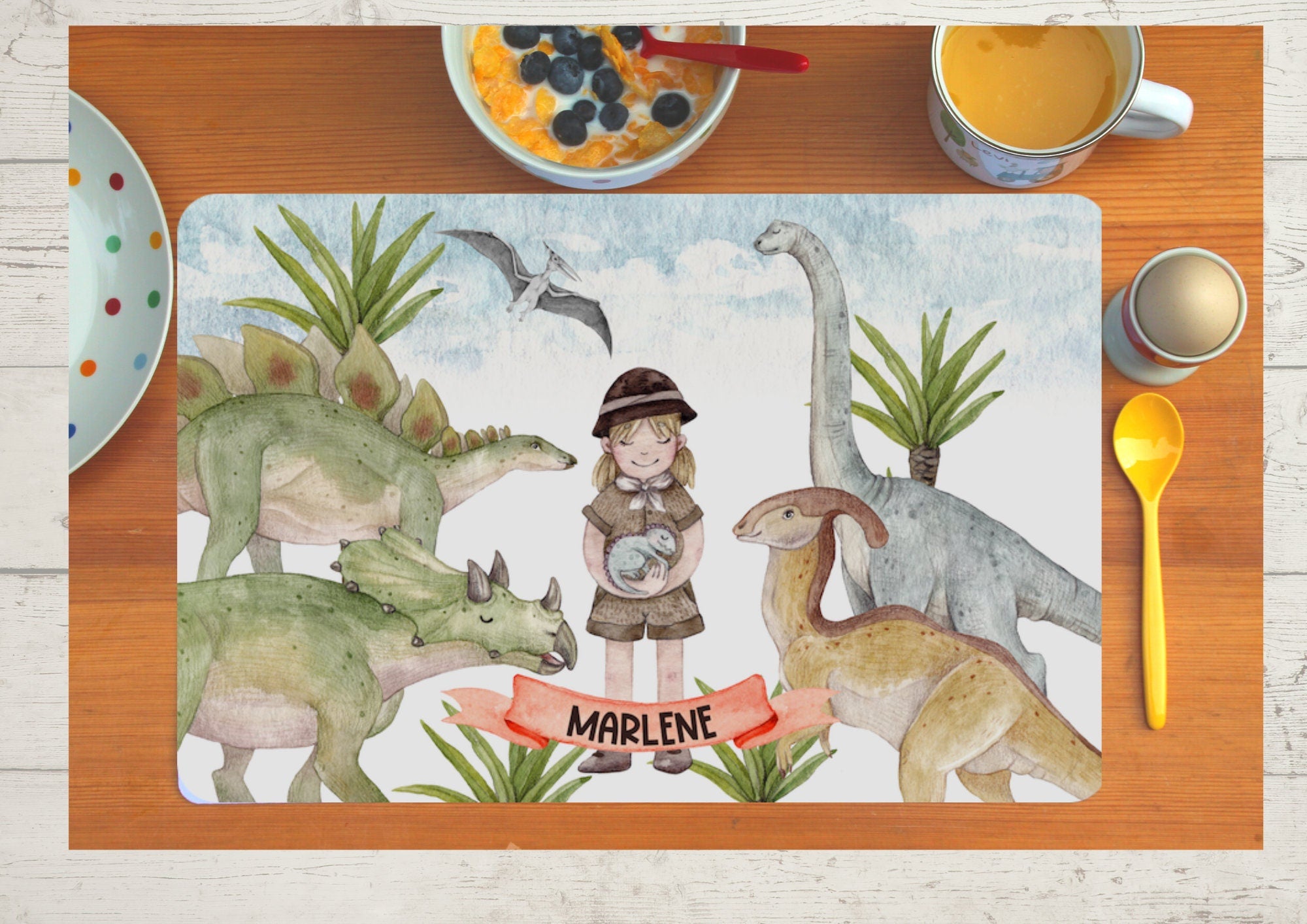 Platzdeckchen mit Name Dino Dinosaurier T-Rex