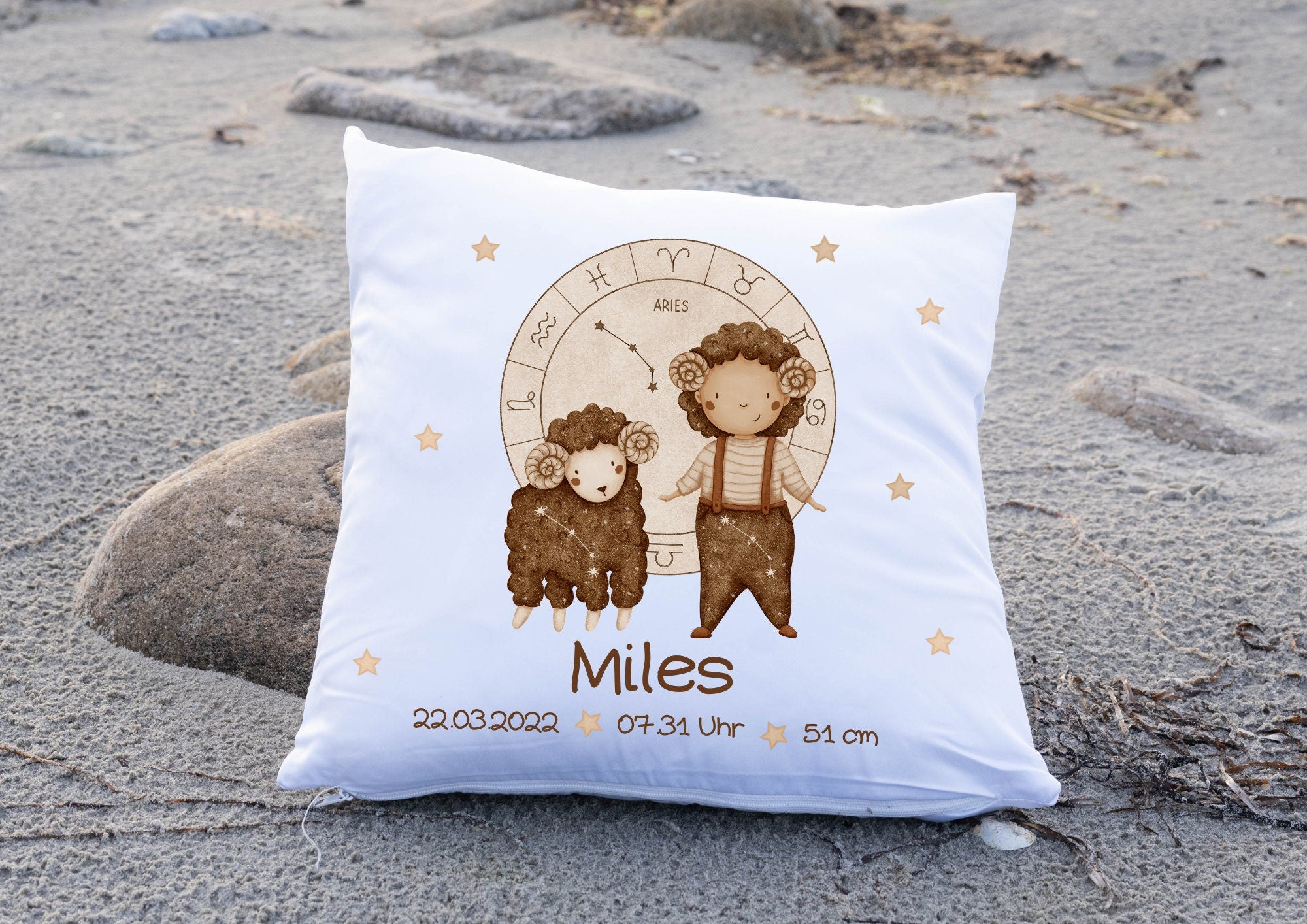 Kissenbezug mit Name personalisiert Dinosaurier Sternzeichen Tierkreiszeichen Horoskop Widder – Pillowcases