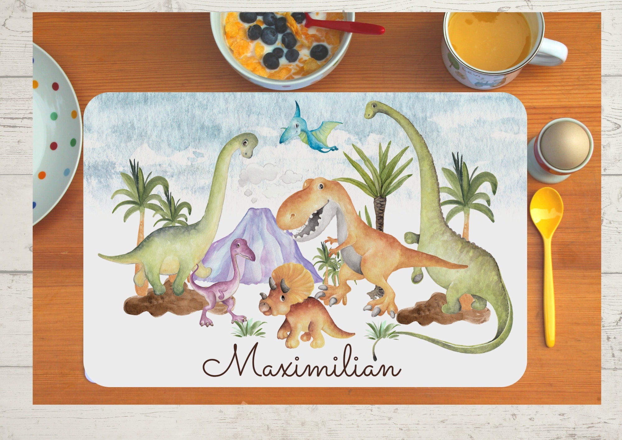 Platzdeckchen mit Name Dino Dinosaurier T-Rex