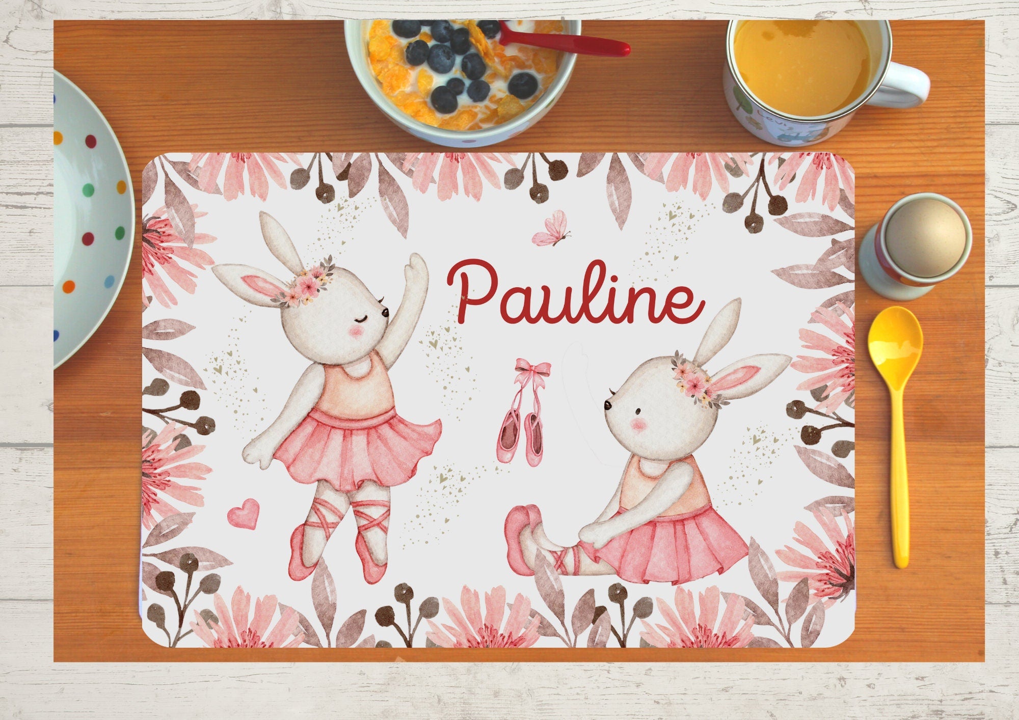 Platzdeckchen mit Name Ballett Ballerina Hase Tanzen Tänzerin Ballettschuhe – Placemats