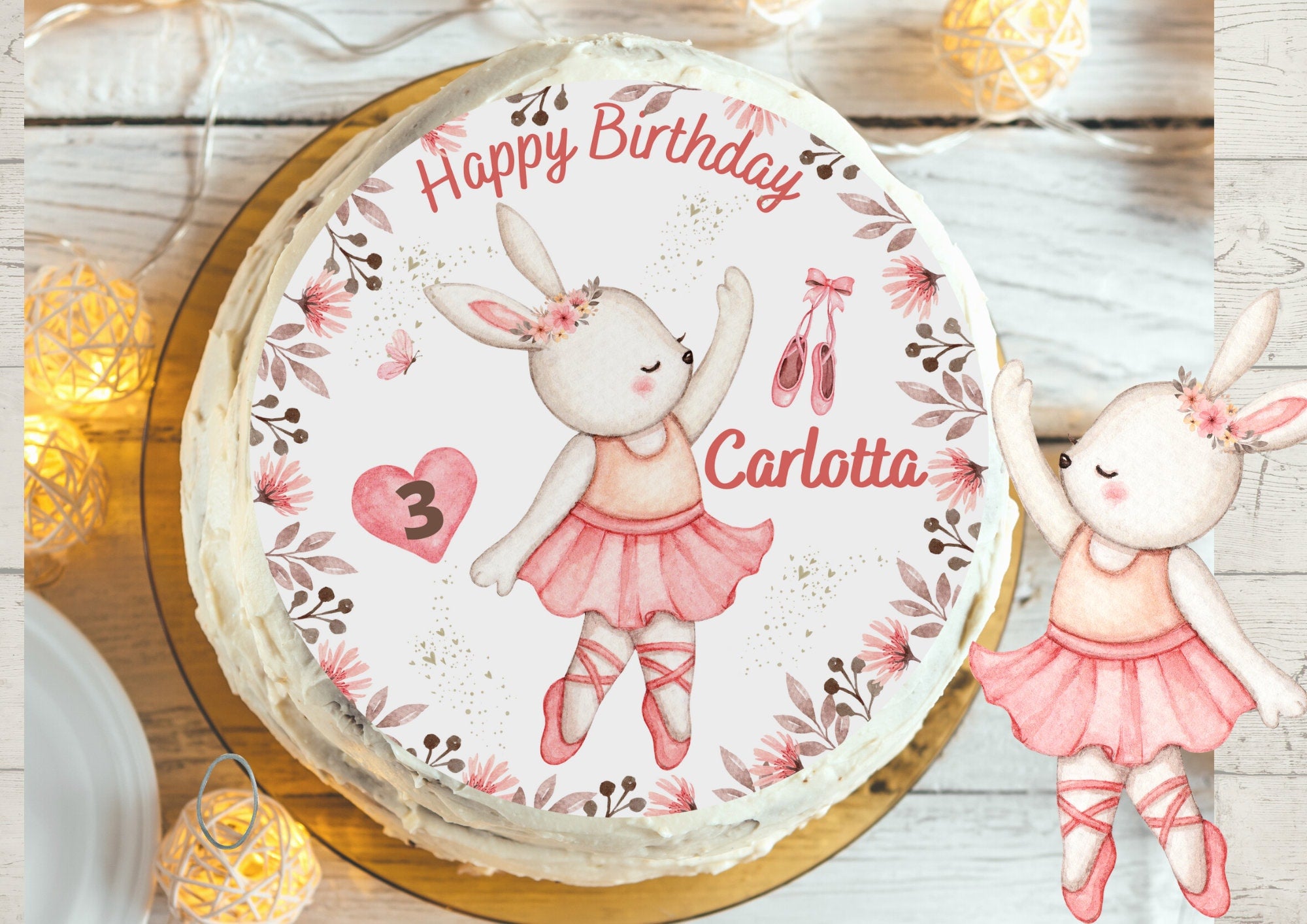 Tortenaufleger Fondant Geburtstag Ballerina Tänzerin Hase Tanzen Ballett Tanzschuhe – Party Decor