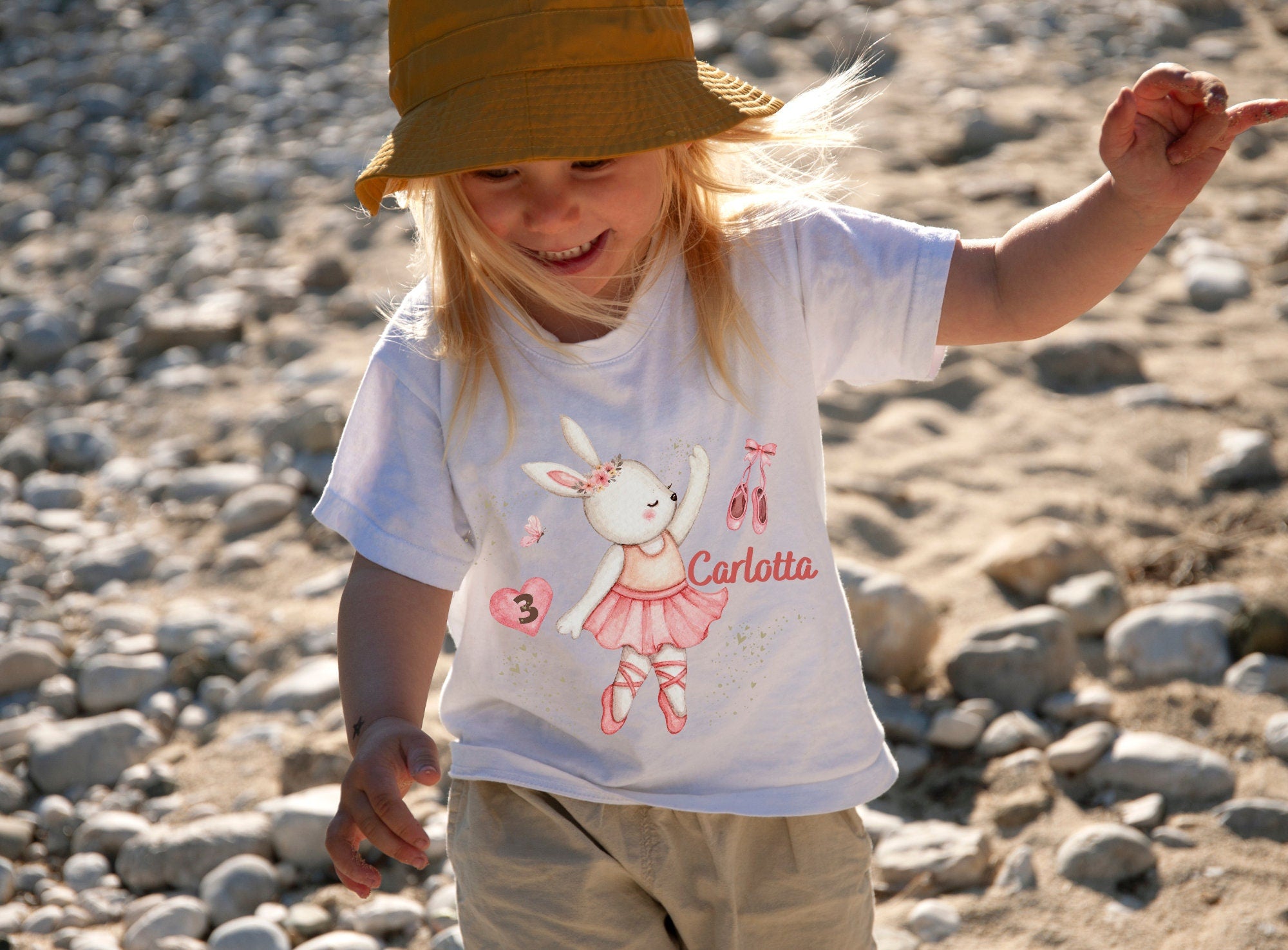 Geburtstagsshirt personalisiert Ballerina Tänzerin Ballett Tanzschuhe Hase – T-shirts