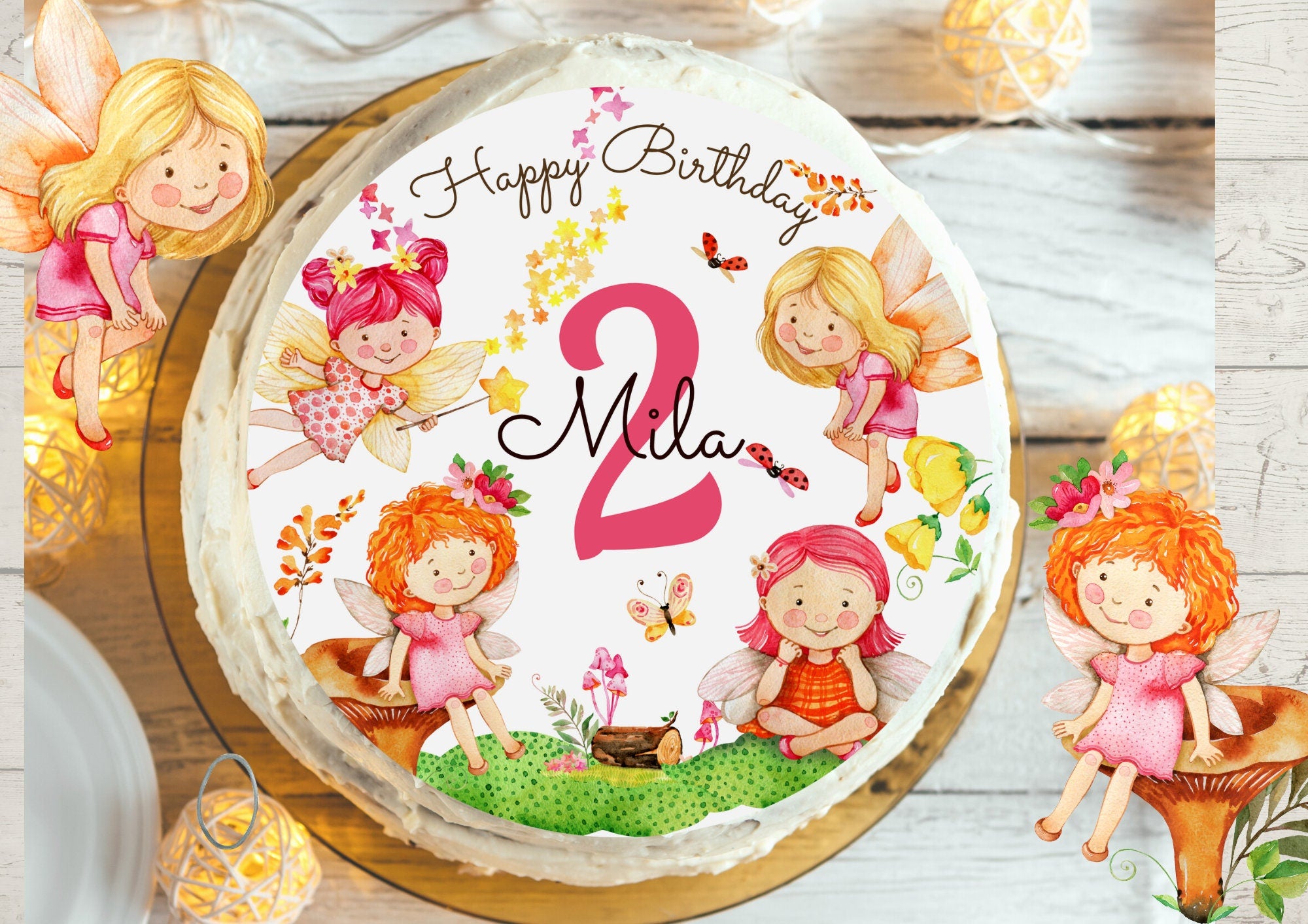Tortenaufleger Fondant Geburtstag Fee Elfe Blumenfee Waldelfe – Party Decor