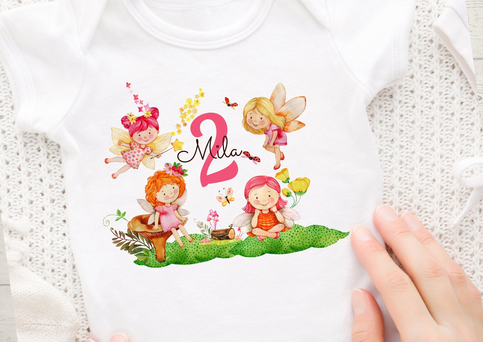 Bügelbild mit Wunschname und Alter personalisiert Elfe Fee Geburtstagsshirt Waldelfe Blumenfee – Appliques & Patches