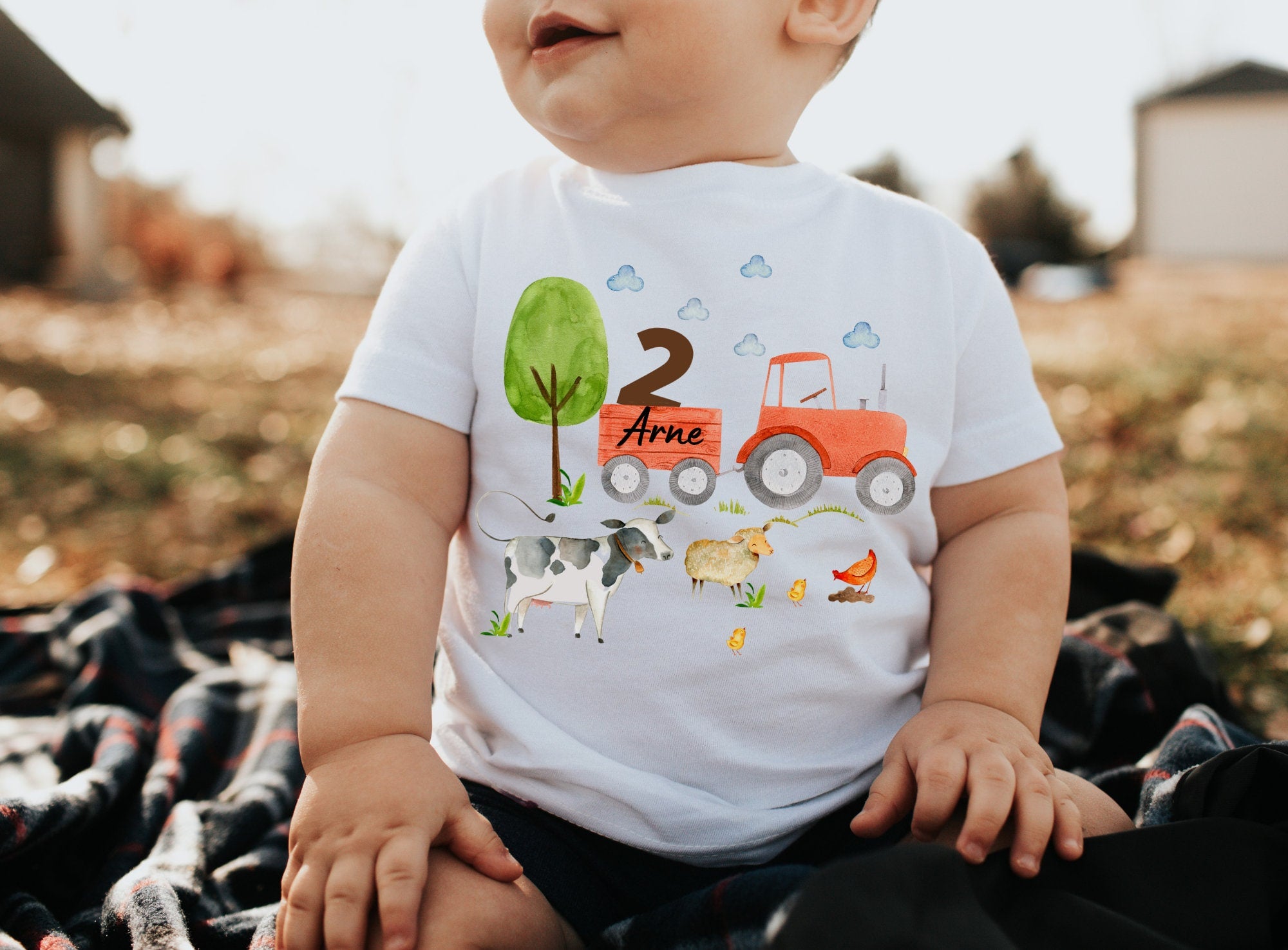 Geburtstagsshirt personalisiert Traktor Trecker Bauernhof Bauernhoftiere