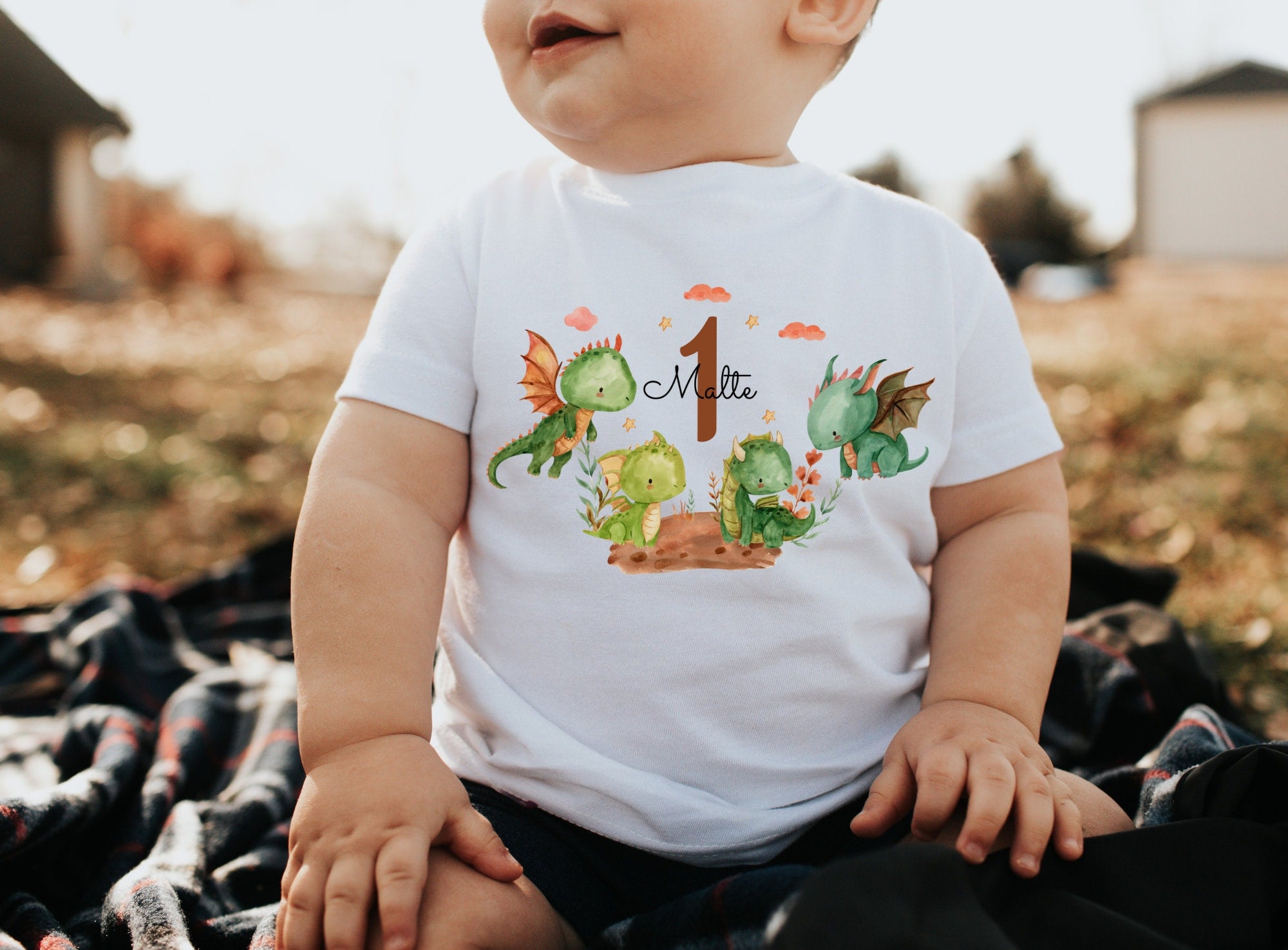 Geburtstagsshirt personalisiert Drache Ritter Schloss Drachenbaby