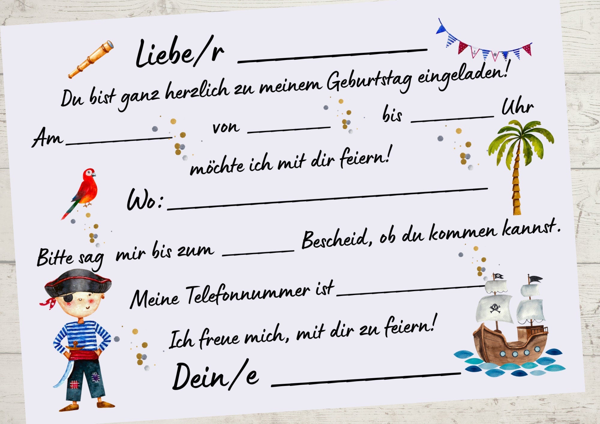8 Einladungskarten für den geburtstag Drache Pirat Piratenschiff Piratenparty Geburtstag Seeräuber