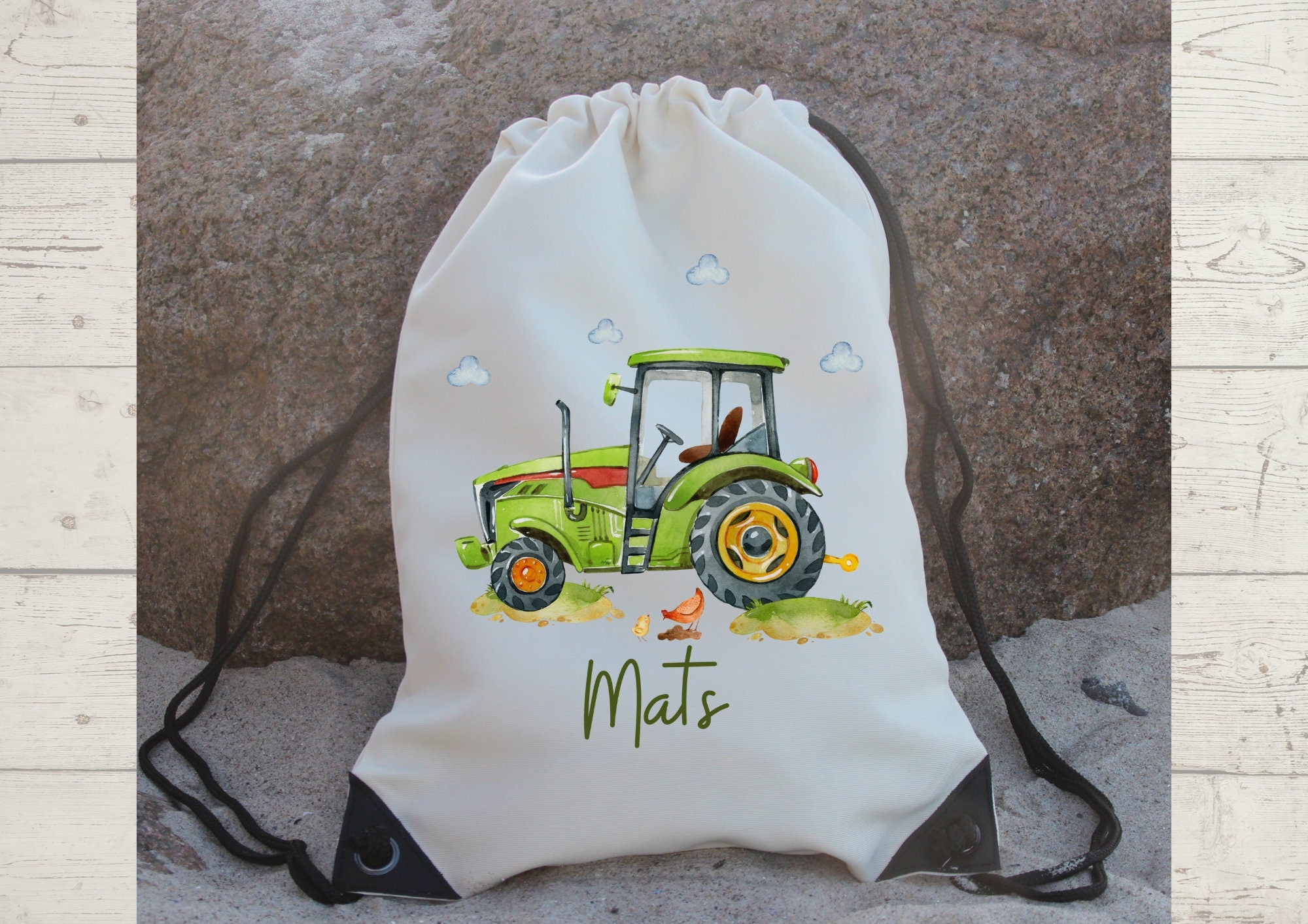 Turnbeutel mit Name personalisiert Traktor Trecker grün Bauernhof Landwirtschaft – Team Sports & Gym Bags