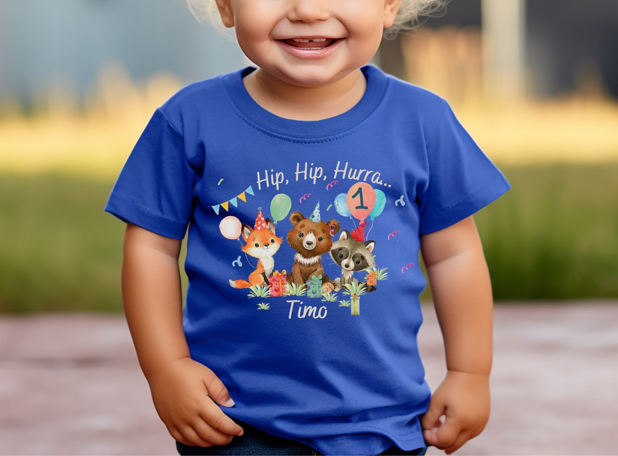 Geburtstagsshirt Waldtiere personalisiert – mit Name & Zahl – Fuchs und Bär – Geschenk 1. Geburtstag – T-shirts