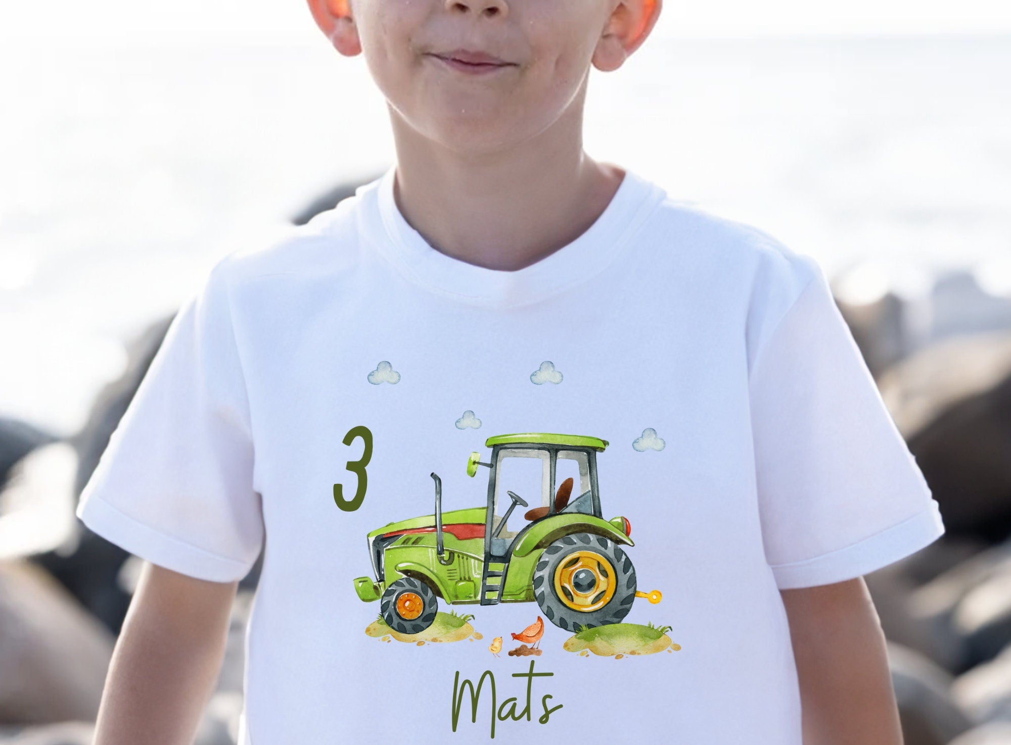 Traktor Geburtstag – personalisiert mit Name & Zahl – Bauernhof Shirt 1–6 Jahre – T-shirts