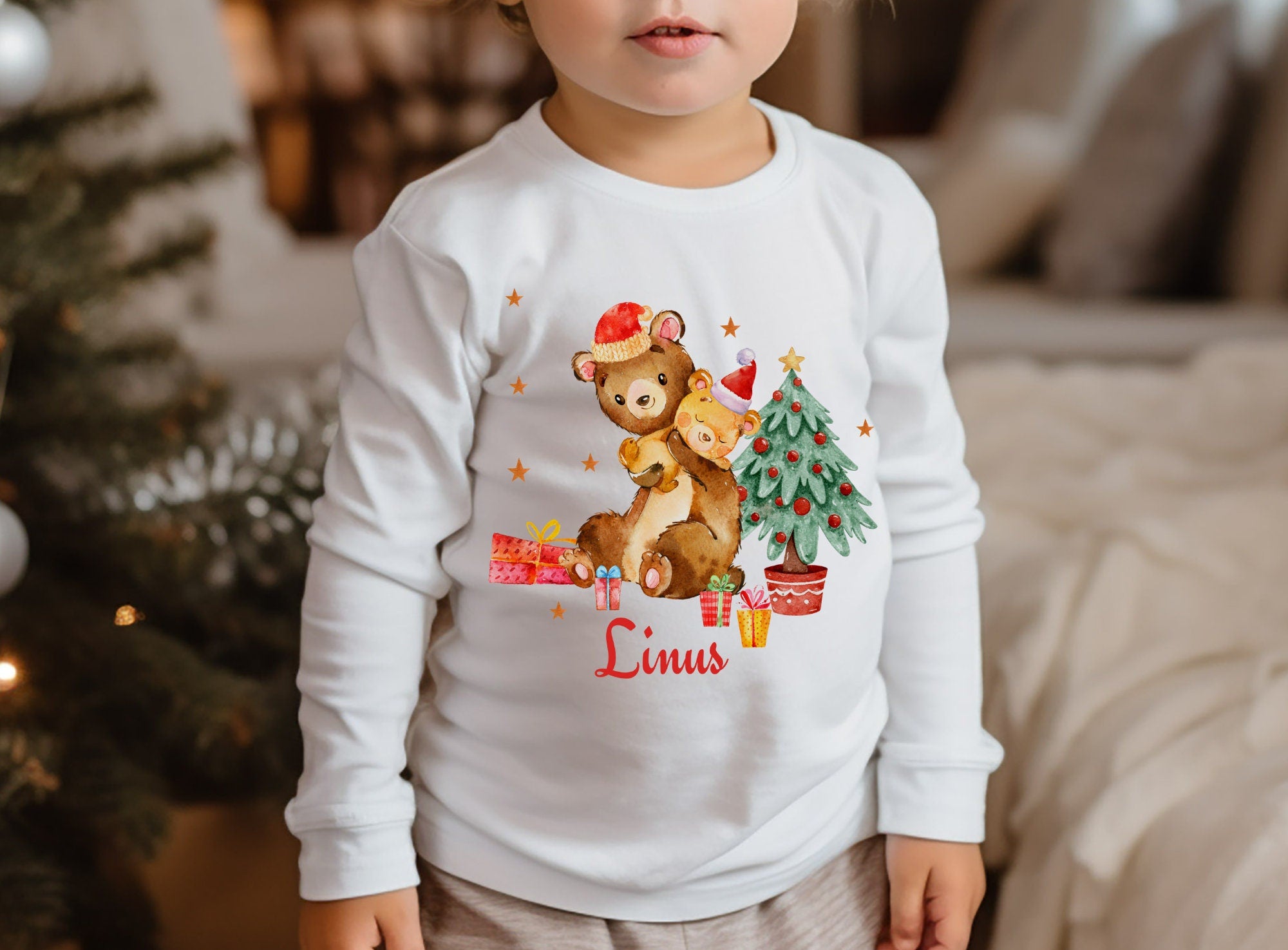 Weihnachten Weihnachtsshirt Weihnachtspullover personalisiert Weihnachtsmann Reh Waldtiere Fuchs