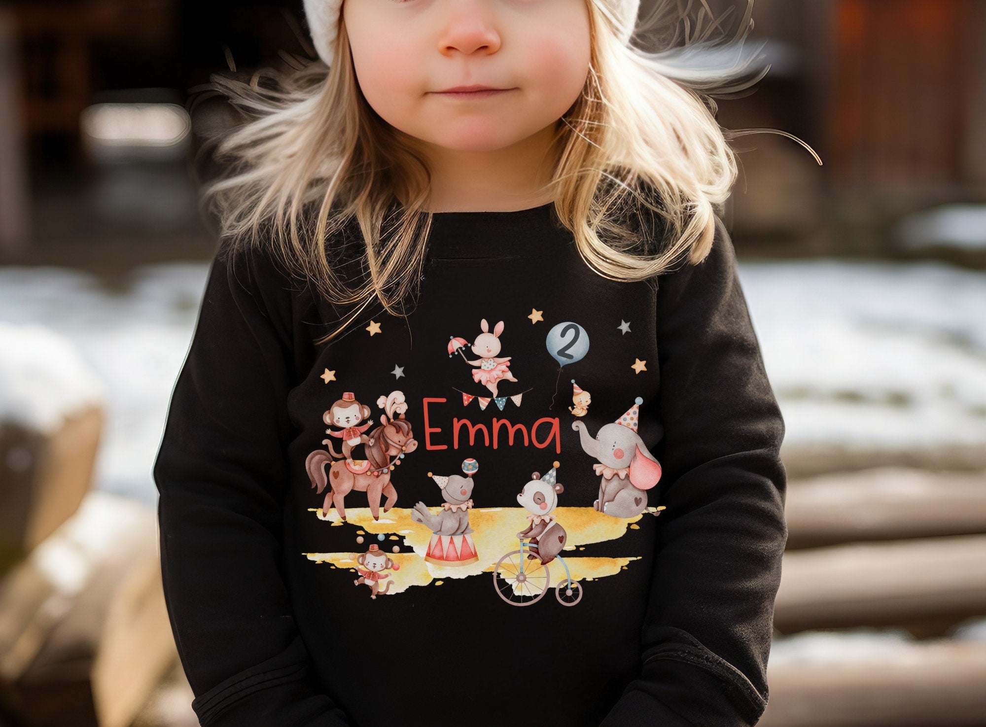Zirkus Geburtstag – personalisiert mit Name – Zirkustiere Pferd Elefant Affe Seerobbe – n & – T-shirts