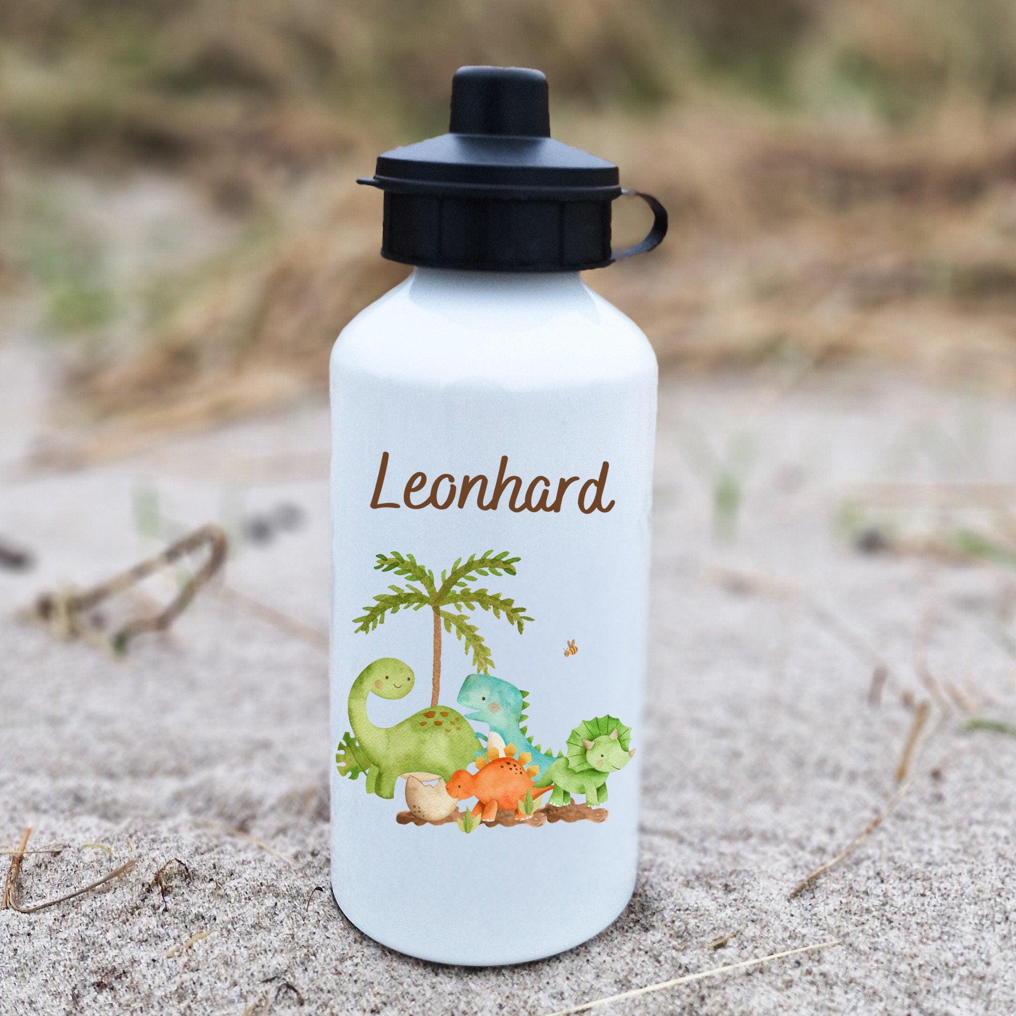 Trinkflasche Wasserflasche personalisiert mit Name Dino Dinosaurier T-Rex