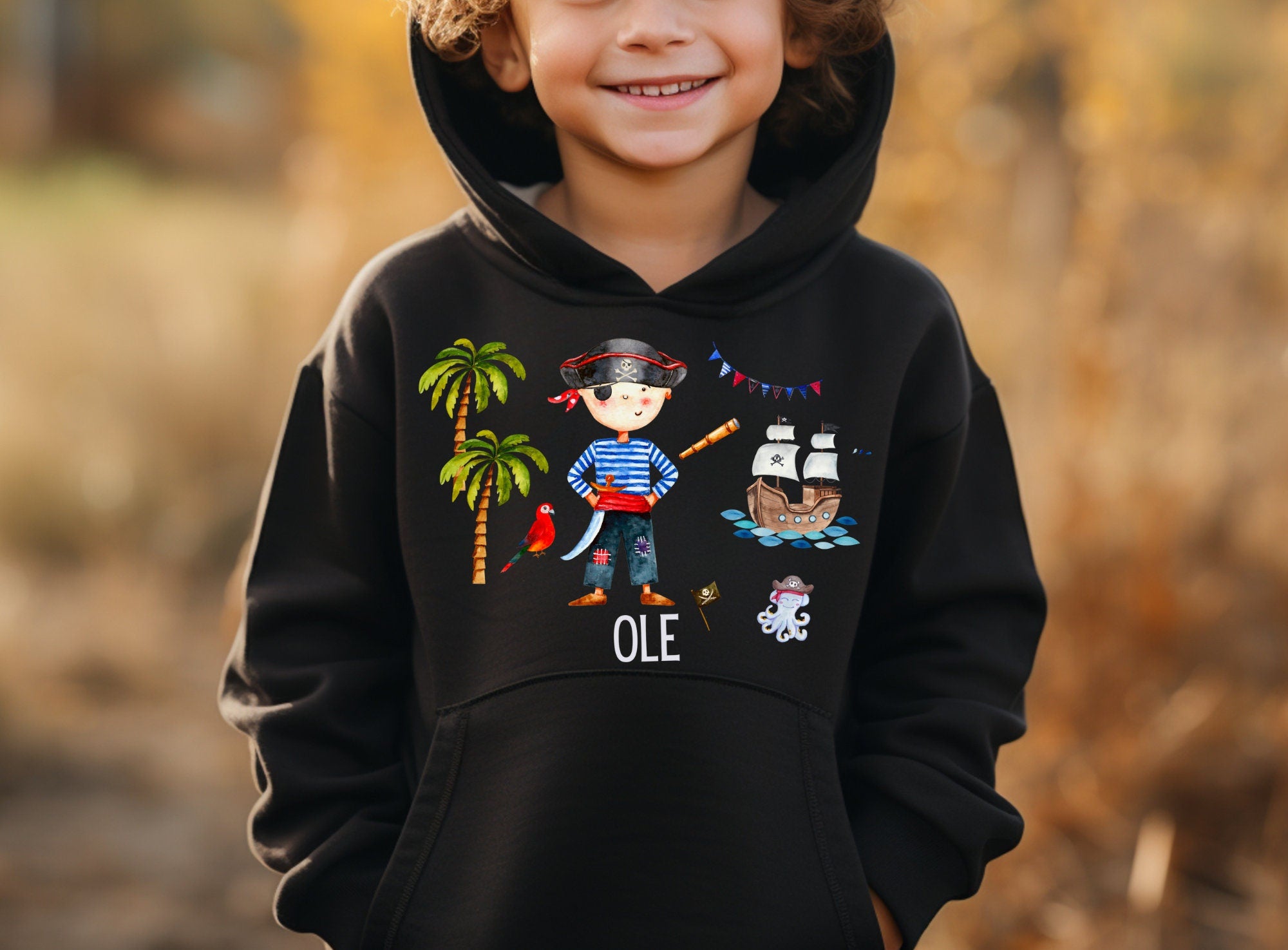 Hoodie personalisiert pullover Pulli Kapuzenpulli Pirat Seeräuber Piratenschiff Maritim Meer