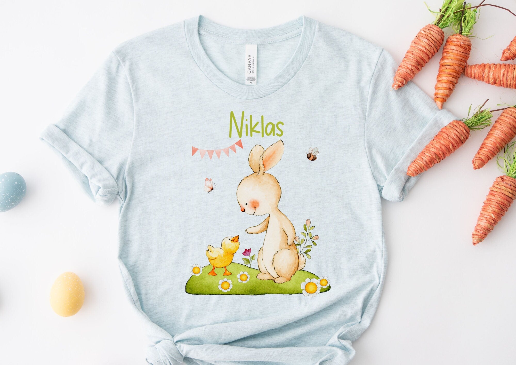 Bügelbild für bunte ien Ostern Osterhase Ostershirt OsterpulloverOsterbody Osterkleid Hase Möhre Frühling Mama und Baby
