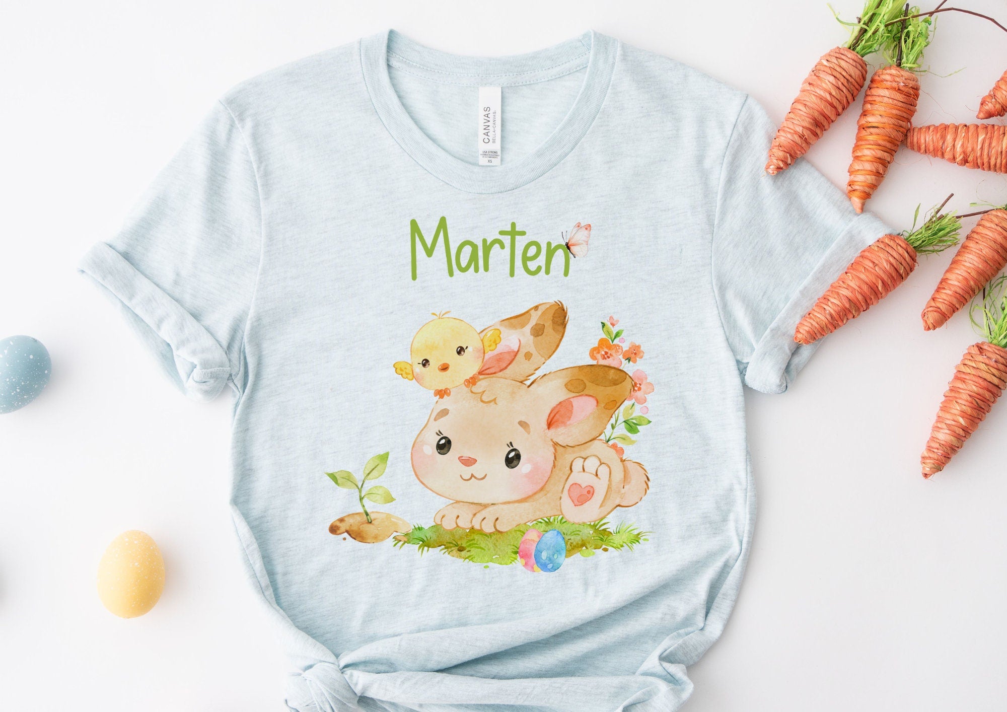 Bügelbild für bunte ien Ostern Osterhase Ostershirt OsterpulloverOsterbody Osterkleid Hase Möhre Frühling Küken