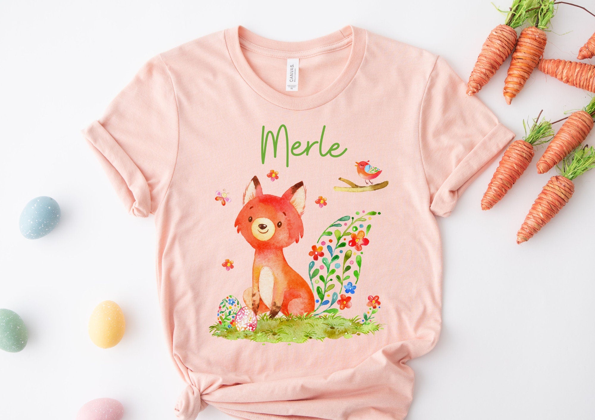 Bügelbild für bunte ien Ostern Osterhase Ostershirt OsterpulloverOsterbody Osterkleid Hase Möhre Frühling Fuchs Osterei