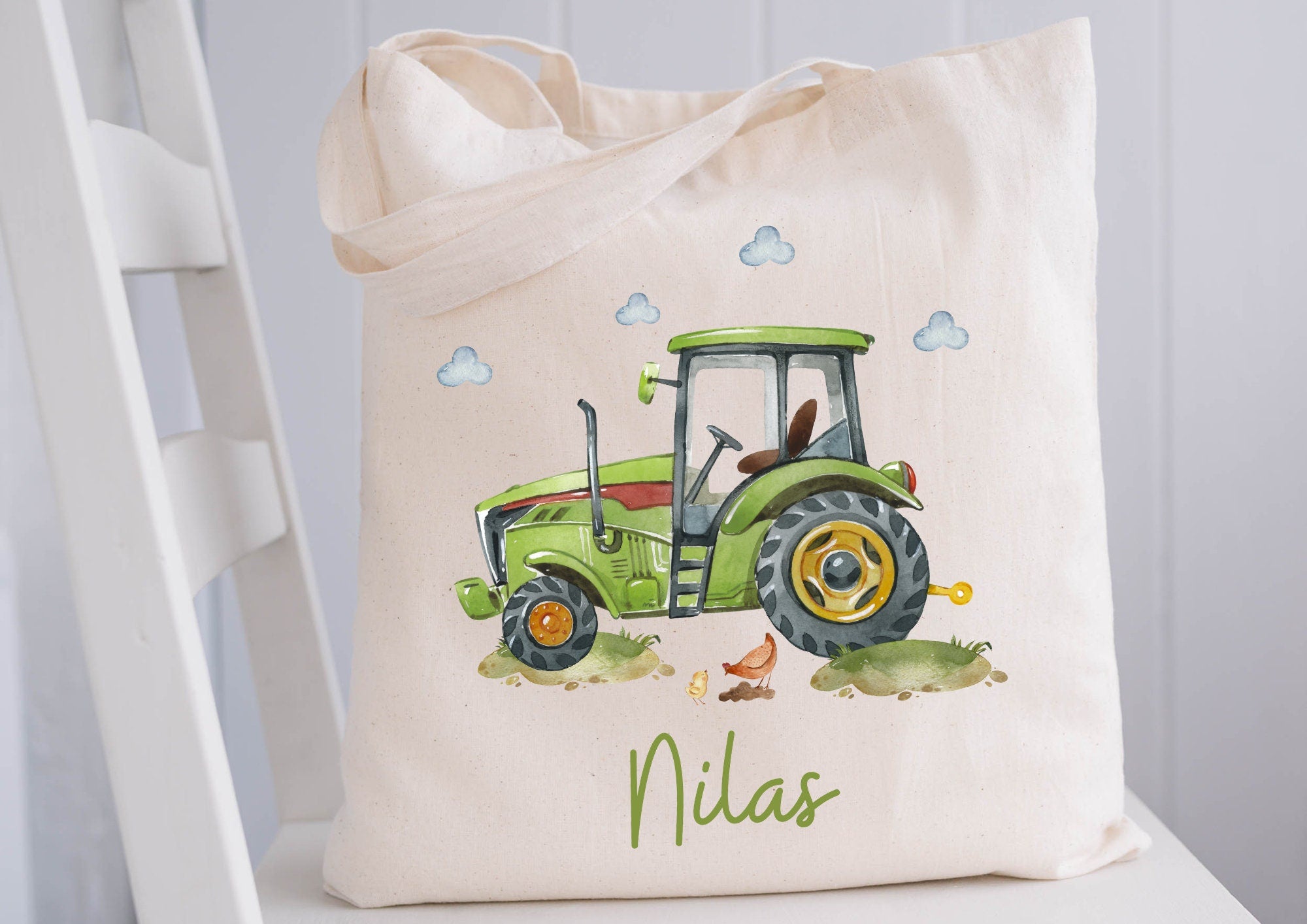 Turnbeutel Traktor mit Name – personalisiert – Kita Tasche ab 2 Jahre – Wechselwäschebeutel garten – Geschenk zum gartenstart – Team Sports & Gym Bags