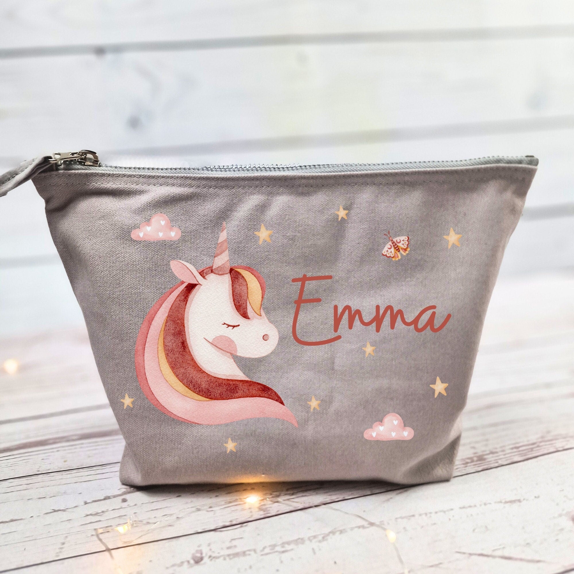 Wickeltasche mit Namen personalisiert Kulturbeutel Waschbeutel Einhorn – Diaper Caddies