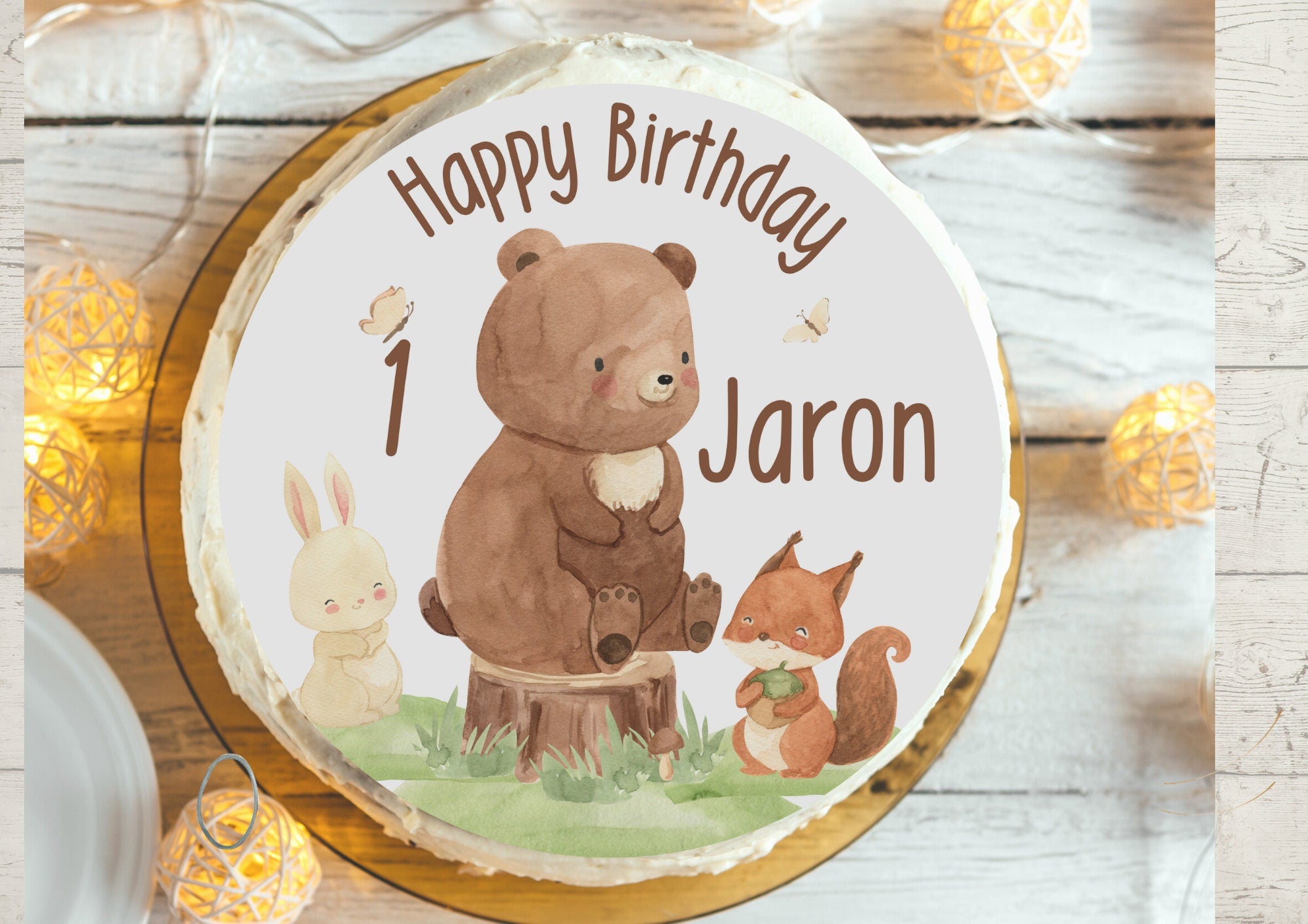 Tortenaufleger Fondant Geburtstag Fuchs Reh Bär Waldtiere – Party Decor