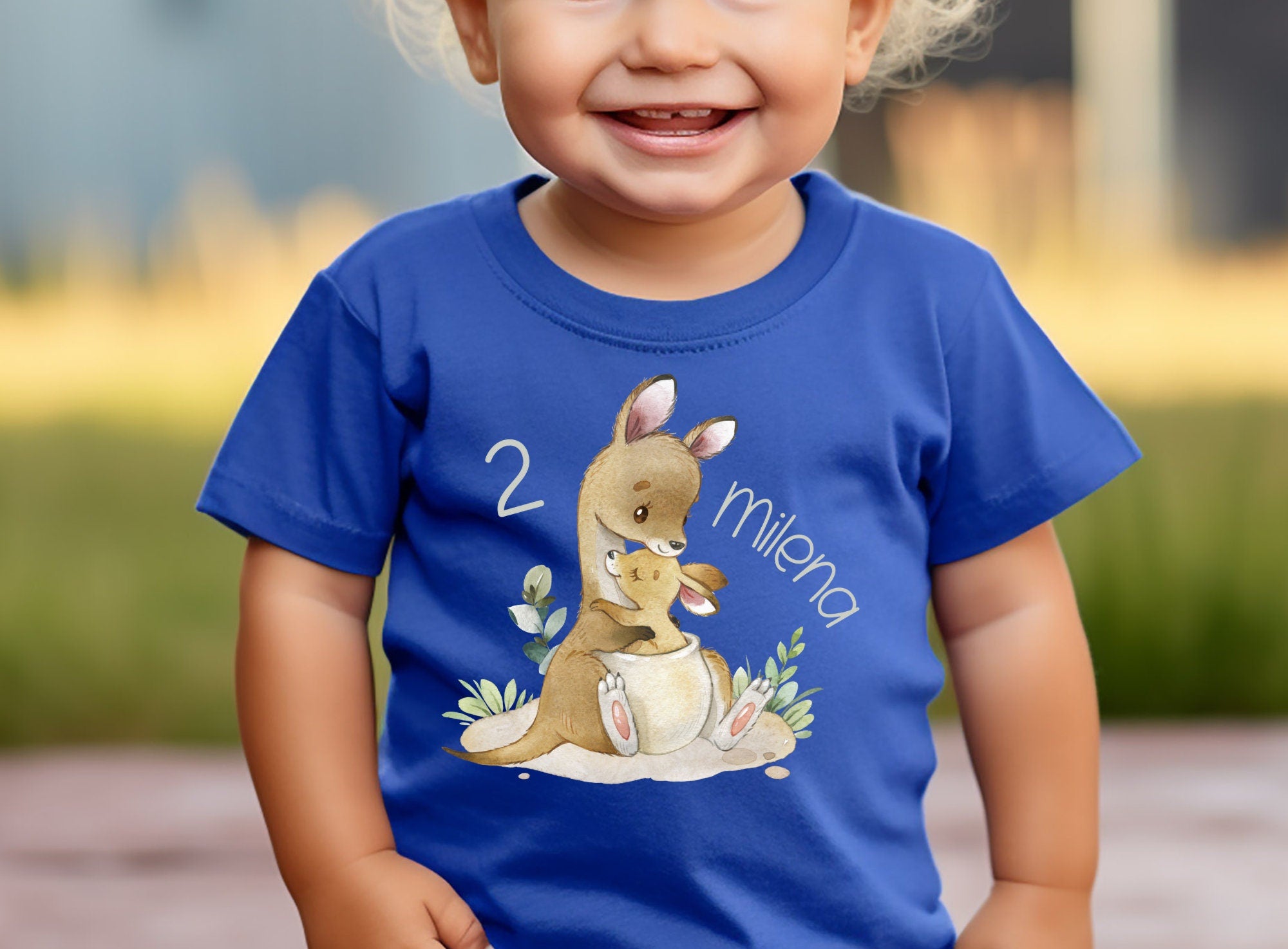 Geburtstagsshirt personalisiert Mama und Baby Känguru – T-shirts