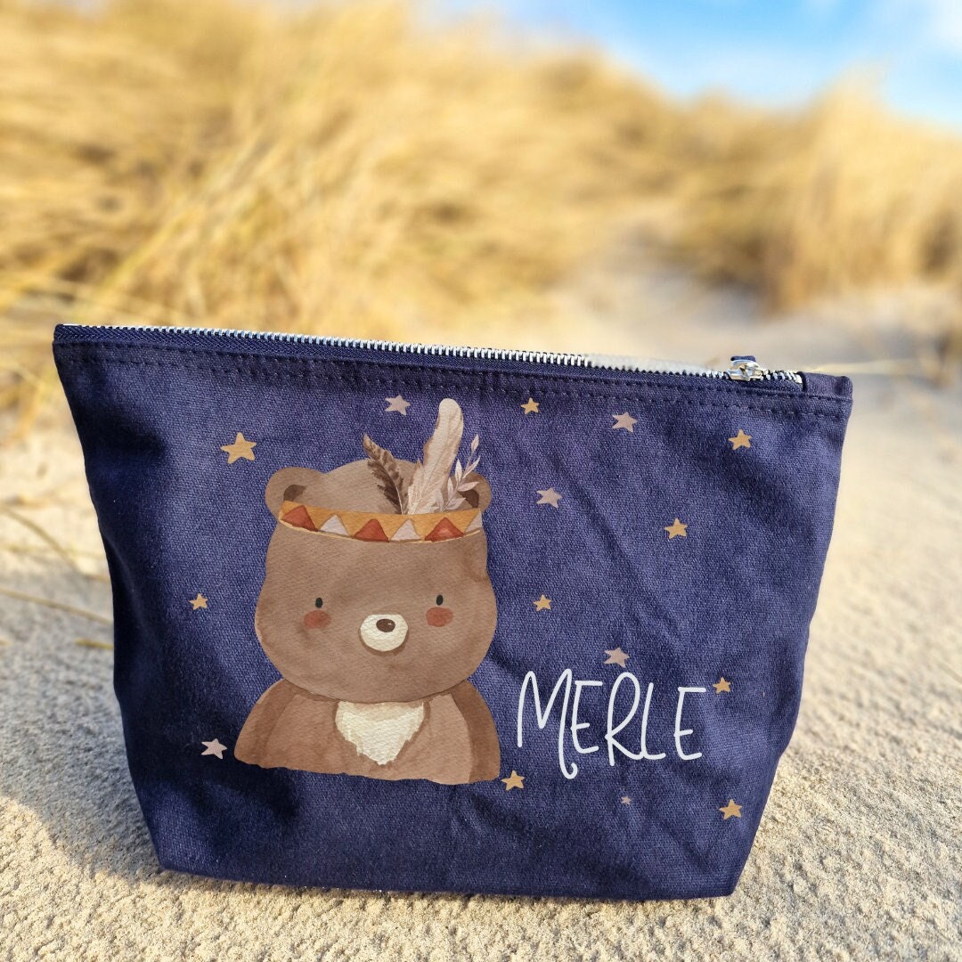 Wickeltasche mit Namen personalisiert Kulturbeutel Waschbeutel Wal Bär Boho – Diaper Caddies