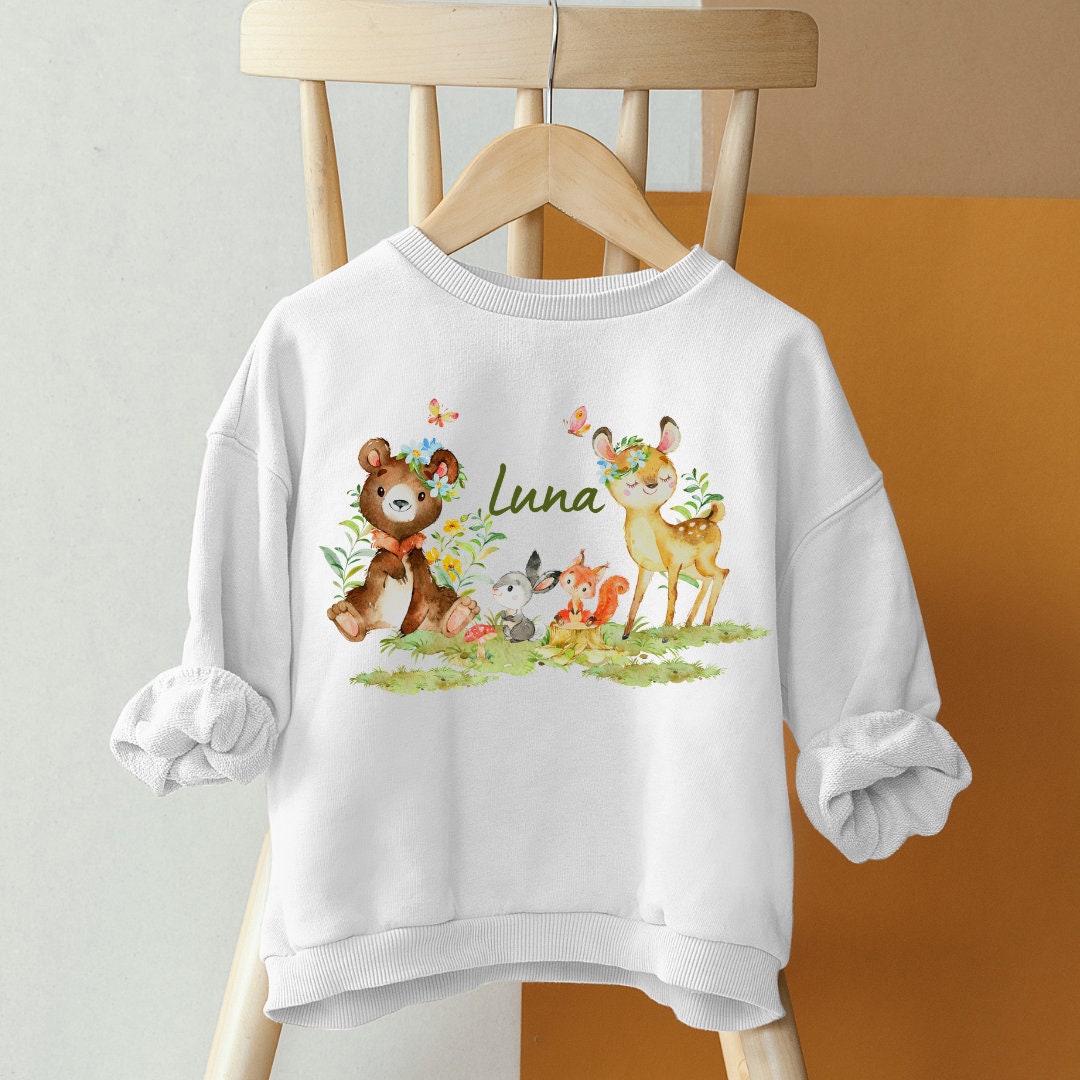 Pullover Sweatshirt Sweater personalisiert pullover Babypullover Pulli Waldtiere Bär Teddy Fuchs