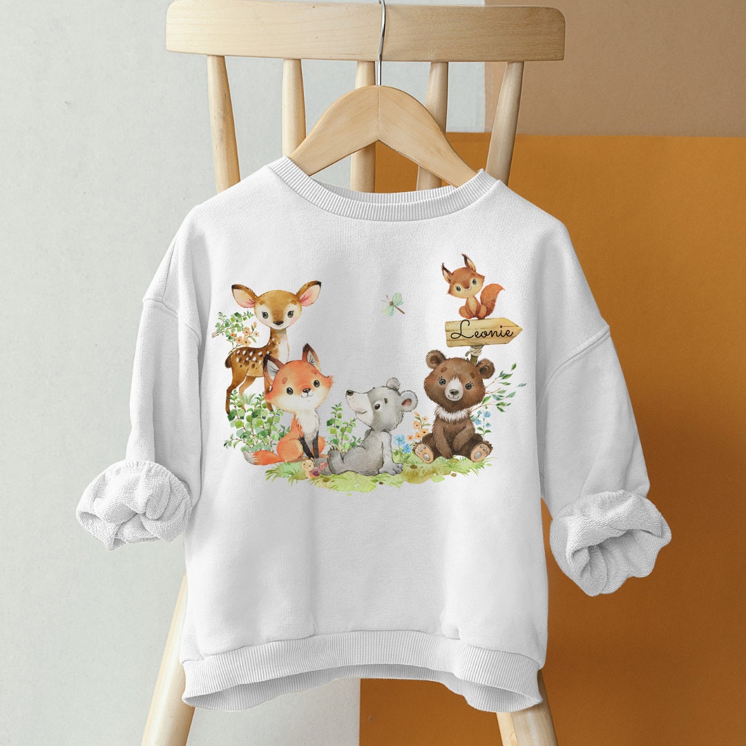 Pullover Sweatshirt Sweater personalisiert pullover Babypullover Pulli Waldtiere Bär Teddy Fuchs